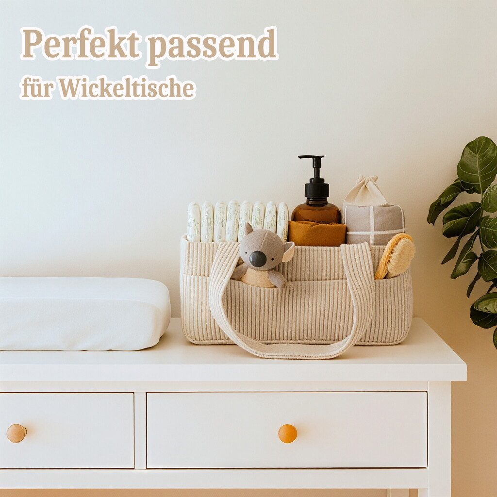 nsihing Aufbewahrungskorb Windelaufbewahrungskorb, Weiche Wickeltasche, Cordwindeltasche, multifunktionaler Aufbewahrungskorb – Bild 4 von 5
