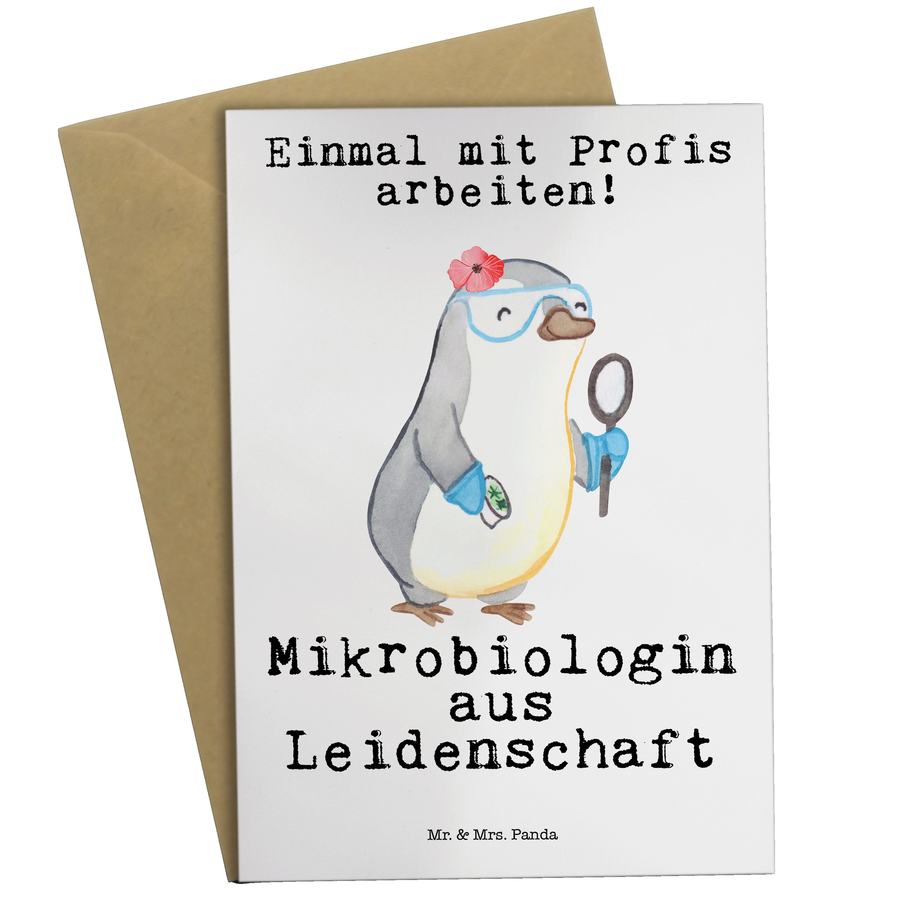 Mr. & Mrs. Panda Grußkarte Mikrobiologin aus Leidenschaft - Weiß - Geschenk, Labor, Firma, Forsc