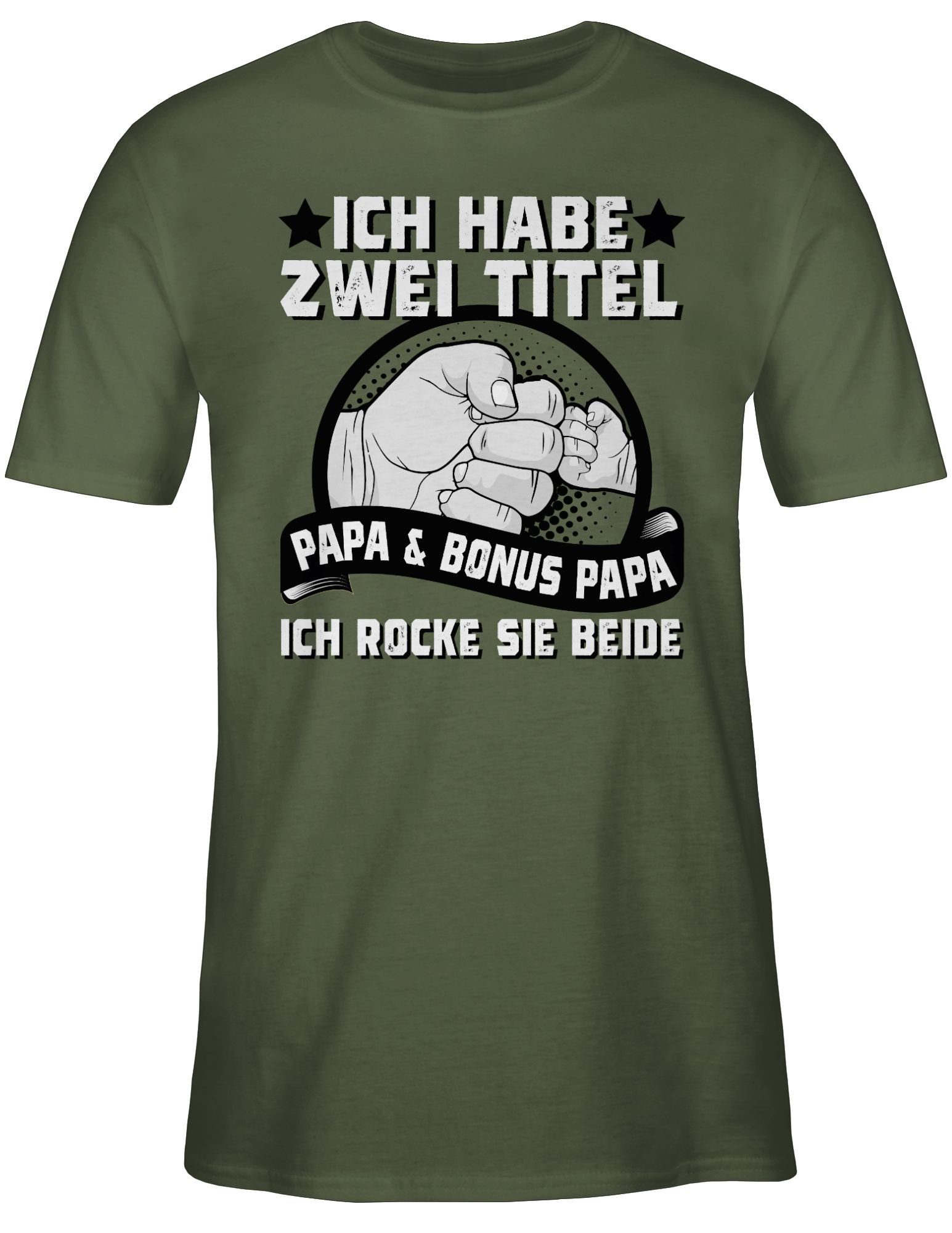 Shirtracer T-Shirt Ich habe zwei Titel - Papa und Bonus Papa I Stiefvater Vatertag Geschenk für Papa