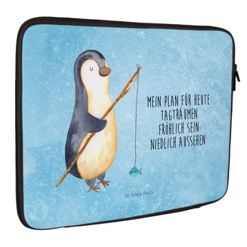 Mr. & Mrs. Panda Laptop-Hülle Pinguin Angler - Eisblau - Geschenk, Angel, Notebook Tasche, Fischer
