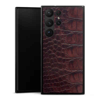DeinDesign Handyhülle Krokodil Leder Animalprint Croco dark brown, Samsung Galaxy S23 Ultra Silikon Hülle Bumper Case Handy Schutzhülle