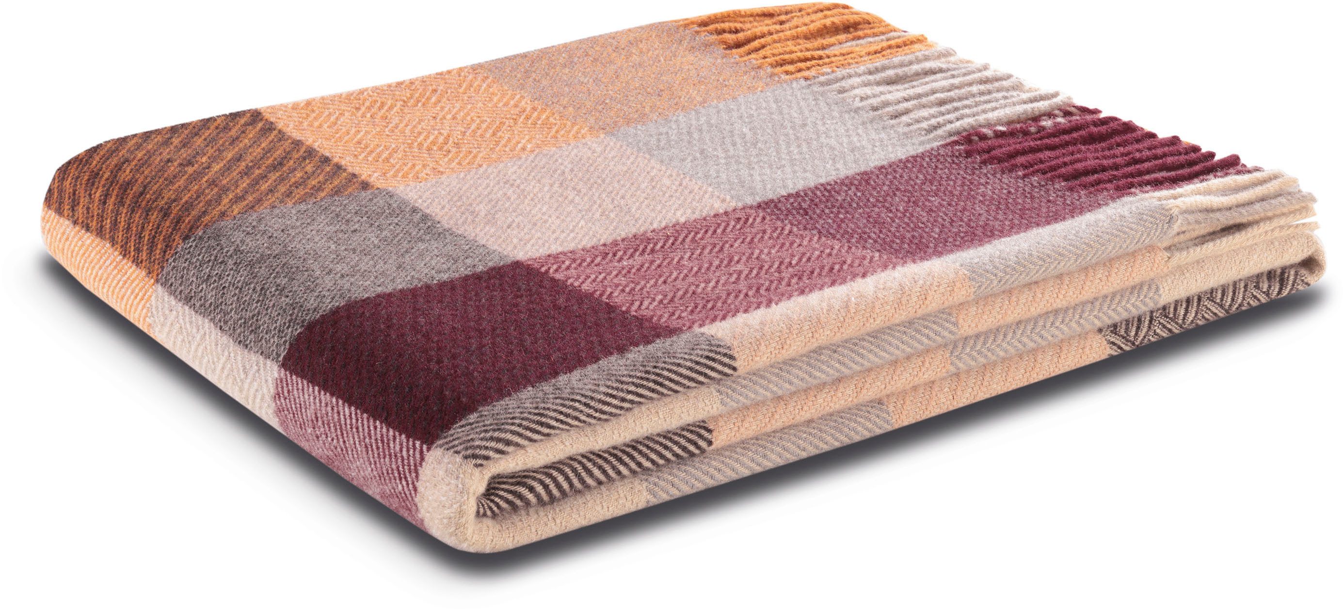 Plaid Shades mit hochwertigen Fransen, Biederlack, filigrane Strukturoptik