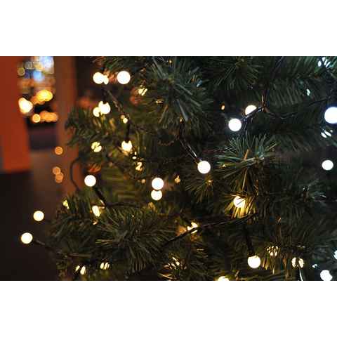 KONSTSMIDE LED-Lichterkette Weihnachtsdeko aussen, 160-flammig, LED Globelichterkette, runde Dioden, 160 warm weiße Dioden