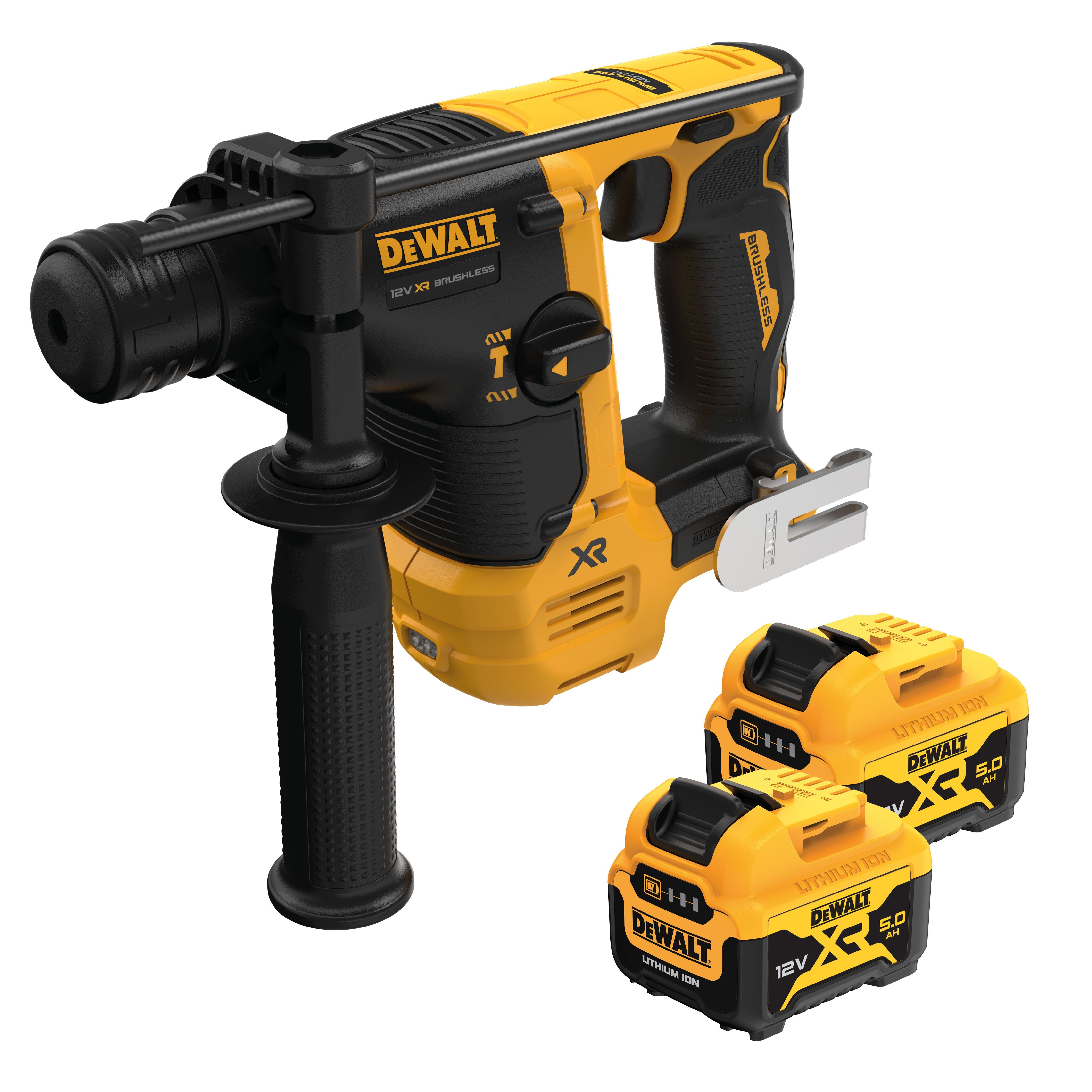 DeWalt Akku-Bohrhammer DCH072P2-QW12 Akku SDS-plus, 5 2x 5Ah mit Ah inkl. 2x 12 VOLT XR Akkus, 12V Volt