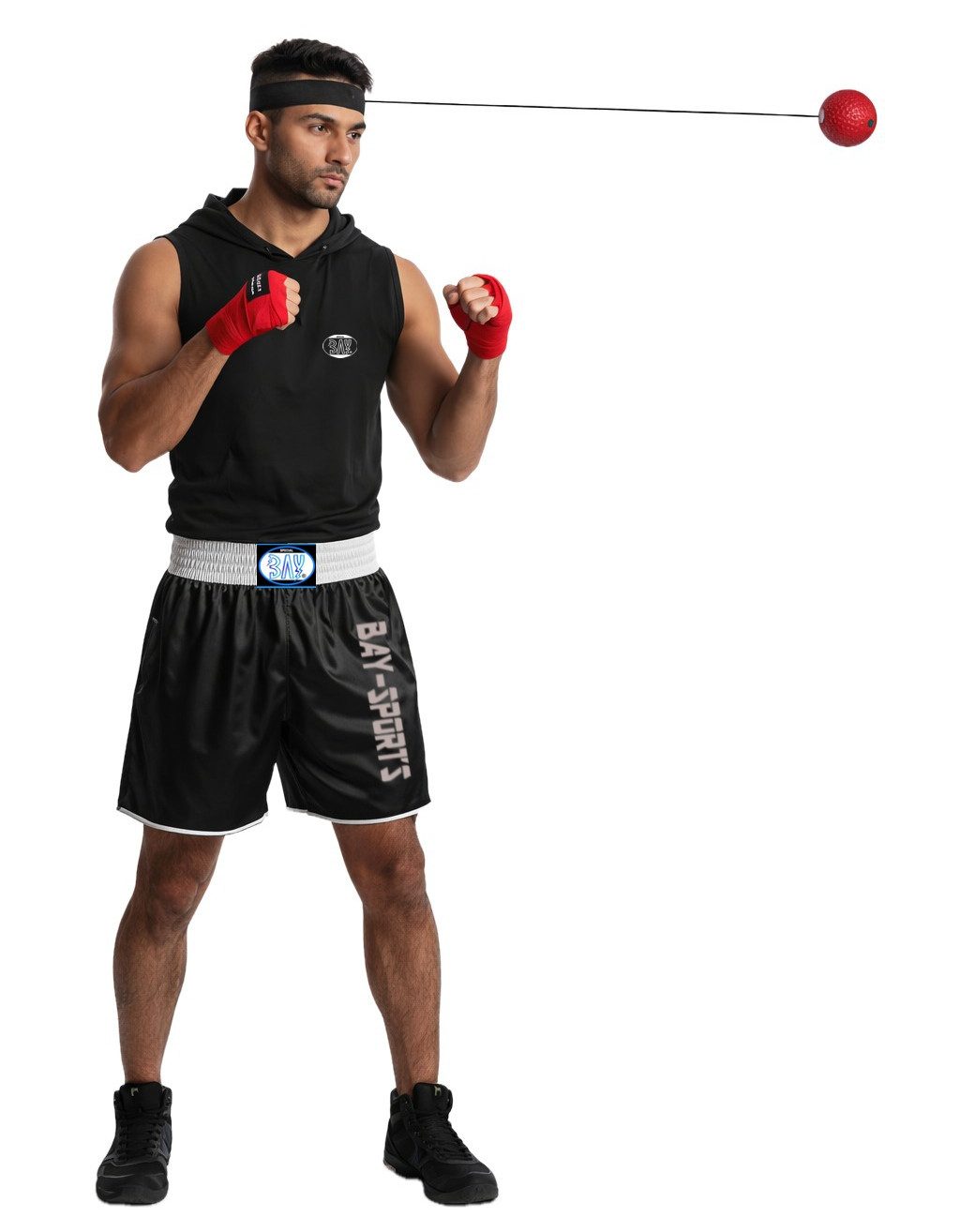 BAY-Sports Boxbirne Kopfball Set Boxen Reaktionsball Reflexball Ball m. Schnur Boxtraining (Set), Koordinations- & Reaktionstraining; Erwachsene & Jugendliche