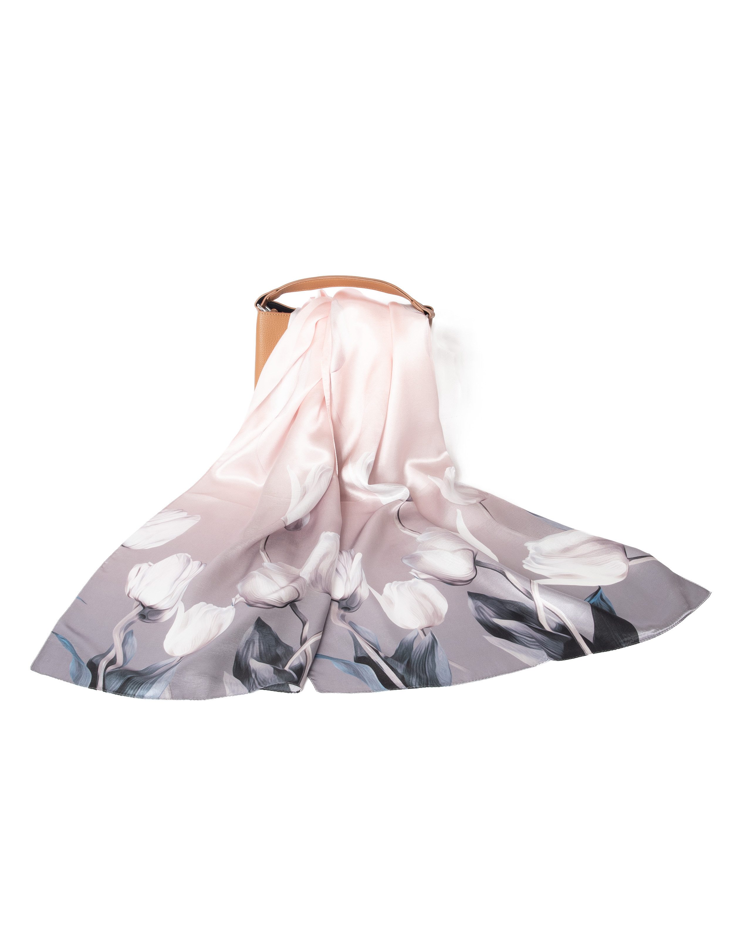 MayTree Seidenschal Tulpen rosa 55 x 175 cm, (Stück), Seidentuch 100% Seide