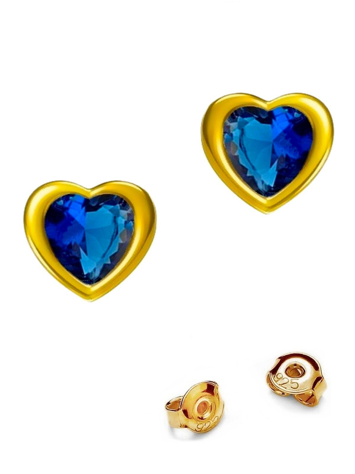 Goldene Hufeisen Paar Ohrstecker Ohrringe Gold Herz Saphir Zirkonia 18k Gel günstig online kaufen