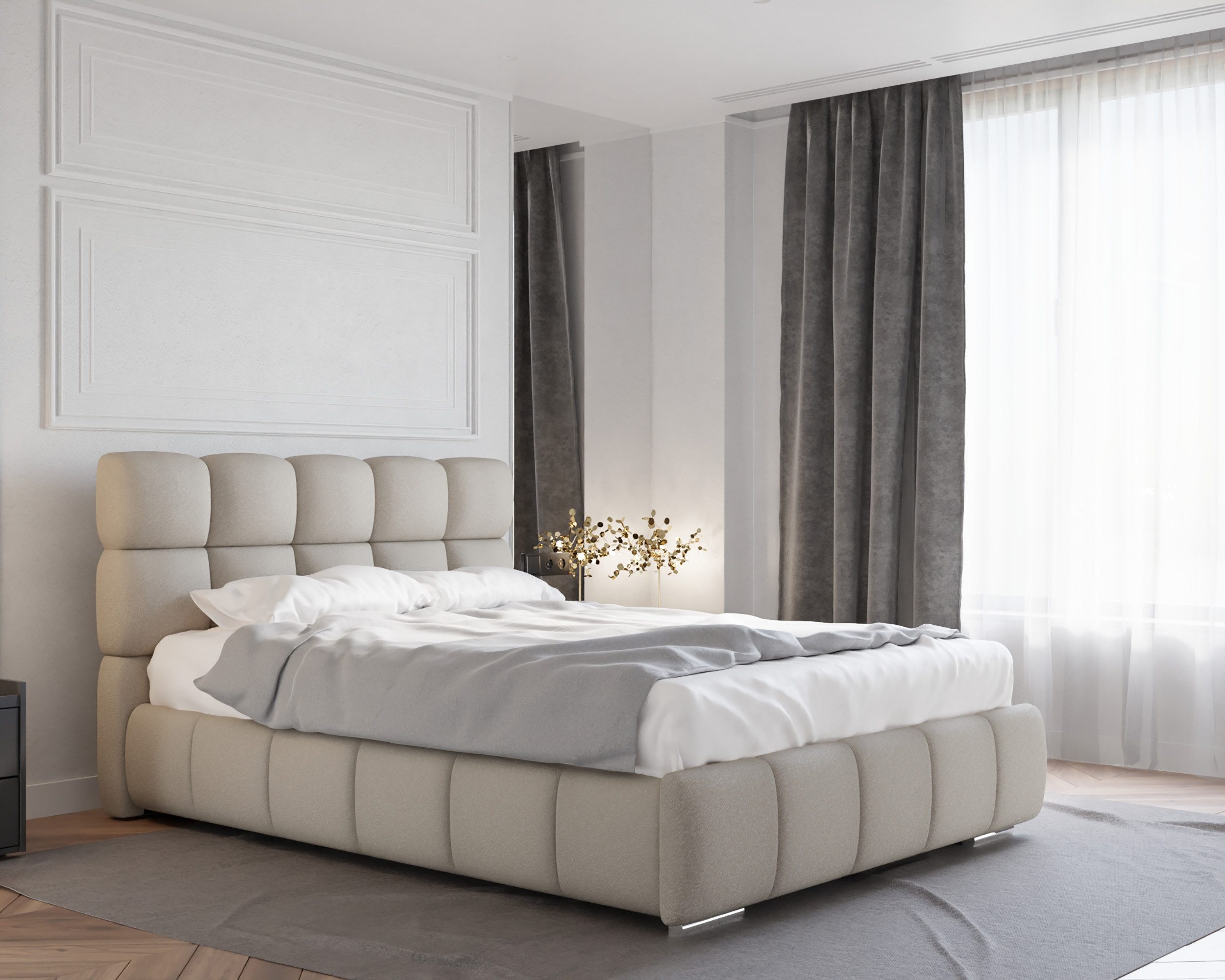 Homesy Polsterbett BLISS Luxus-Bett mit Lattenrost Wahl federkernmatraze, kokosmatratze, (Stabile Rahmenkonstruktion Metallrahmen), Ein Luxusbett in jeder Größe 140x200cm 160x200 cm 180x200cm