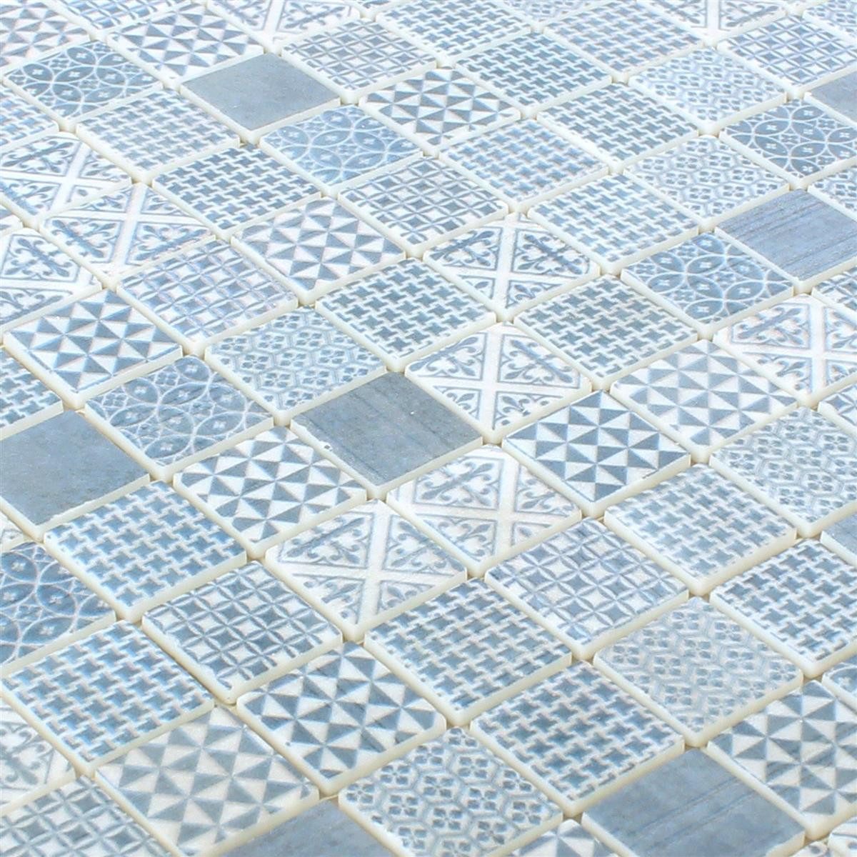 Mosafil Mosaikfliesen Glasmosaik Fliesen Malard, Glas 31.500x31.500, weiß-blau, Eco Glas - Verlegefertig auf ein Netz geklebt - Frostsicher -