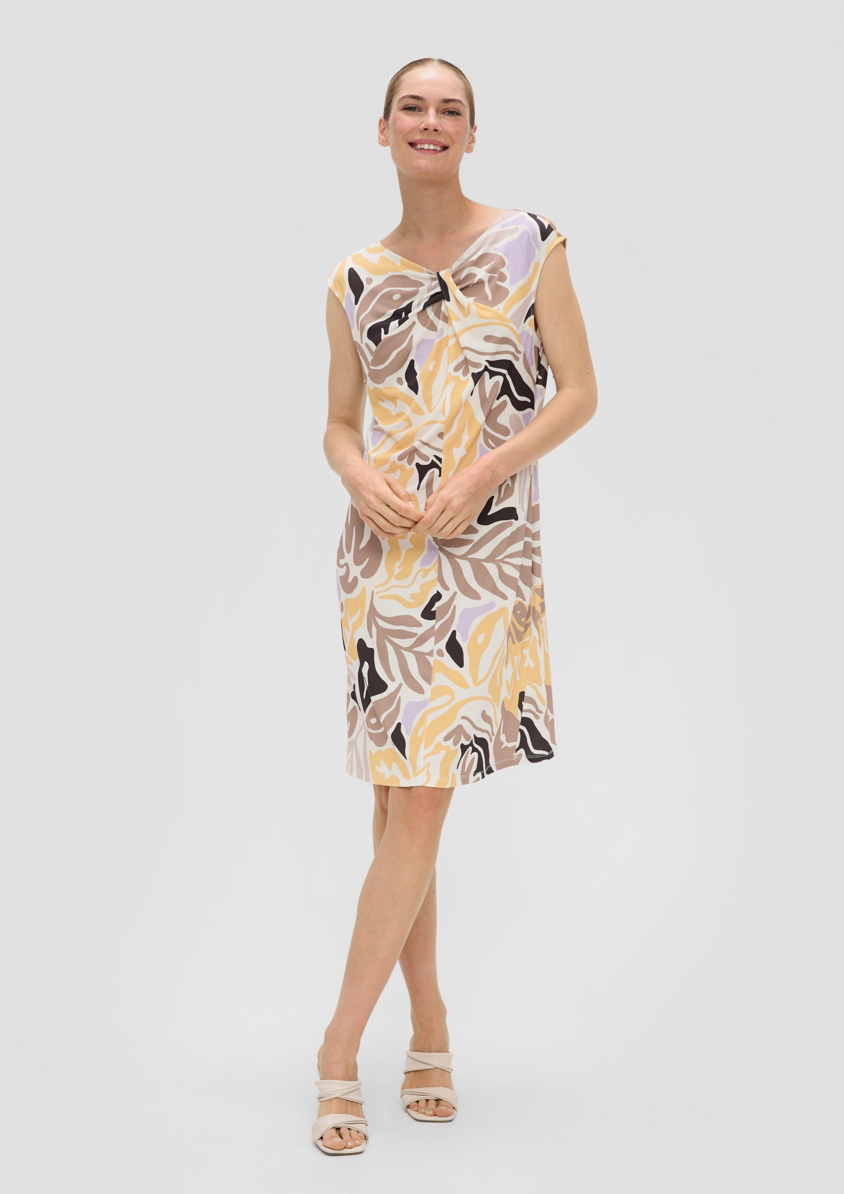 s.Oliver BLACK LABEL Minikleid Ärmelloses Kleid mit All-over-Print Teilungsnaht, Artwork