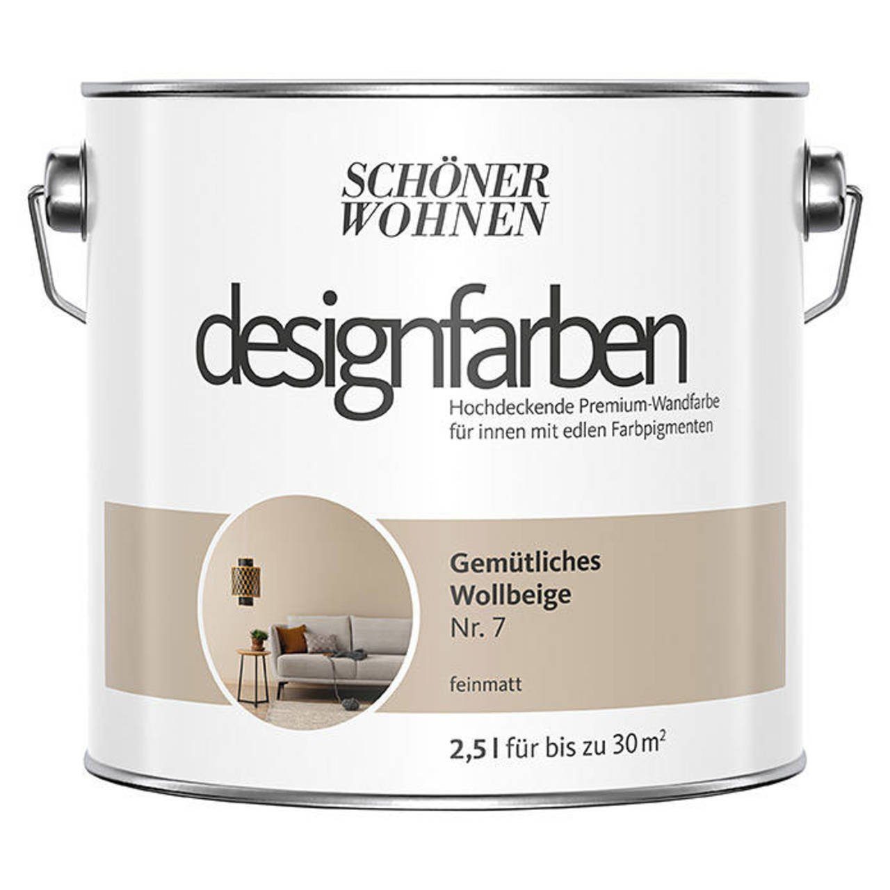 SCHÖNER WOHNEN FARBE Wand- und Deckenfarbe Gemütliches Wollbeige Nr. 7, Tropf- und spritzgehemmt, Konservierungsmittelfrei