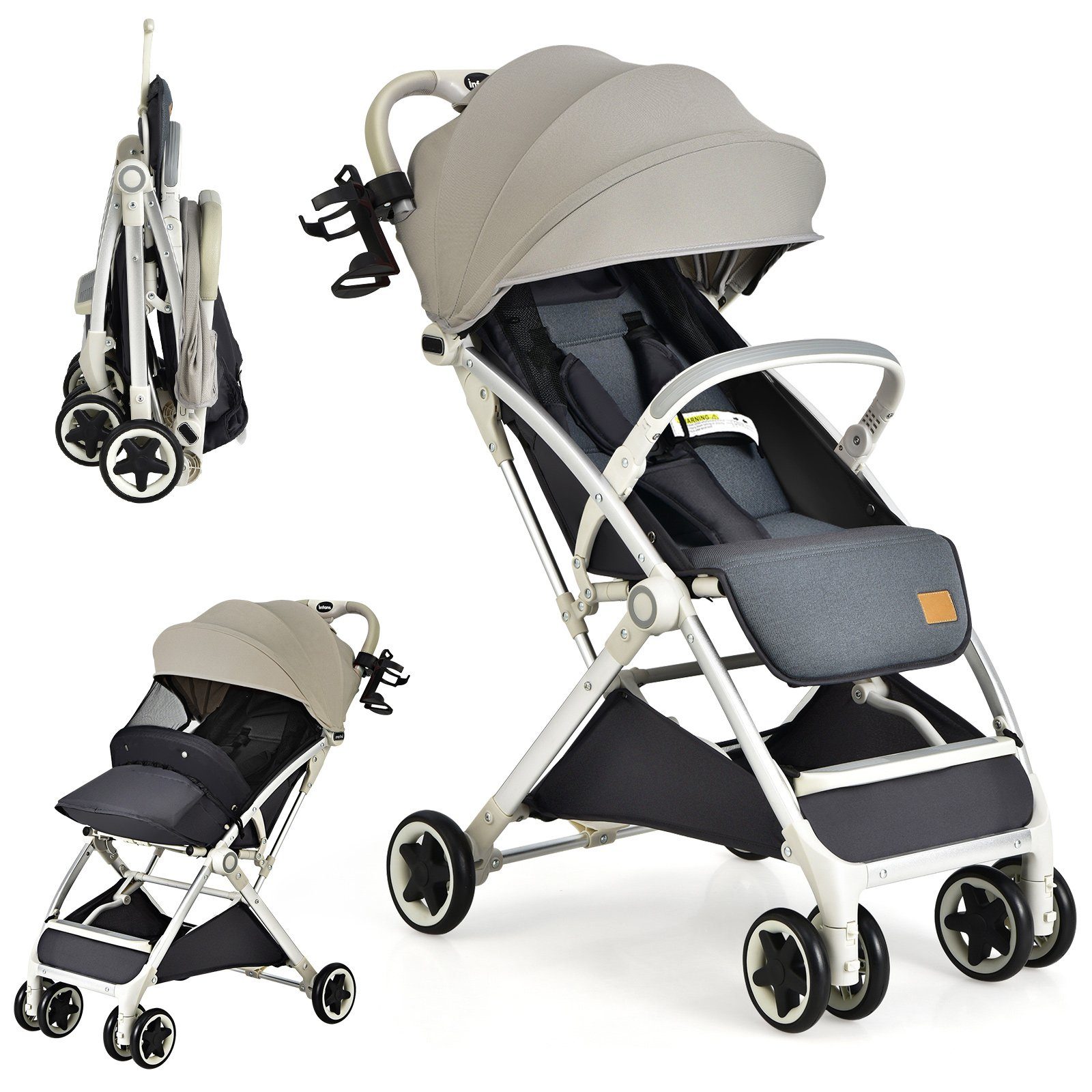 COSTWAY Kinder-Buggy, Sportwagen faltbar mit Verdeck & Becherhalter