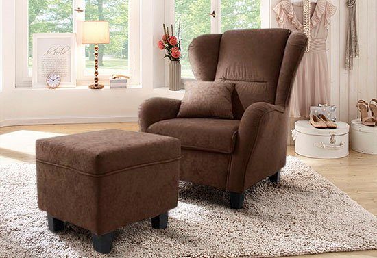 Home affaire Ohrensessel Oliver, Ohrensess,mit Hocker,Zierkissen,Klassische günstig online kaufen