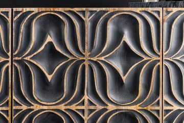 riess-ambiente Sideboard PIAZZA SAN MARCO 180cm grau / gold (Einzelartikel, 1 St), Mango-Massivholz · mit Stauraum · 3D Design · handmade · Wohnzimmer