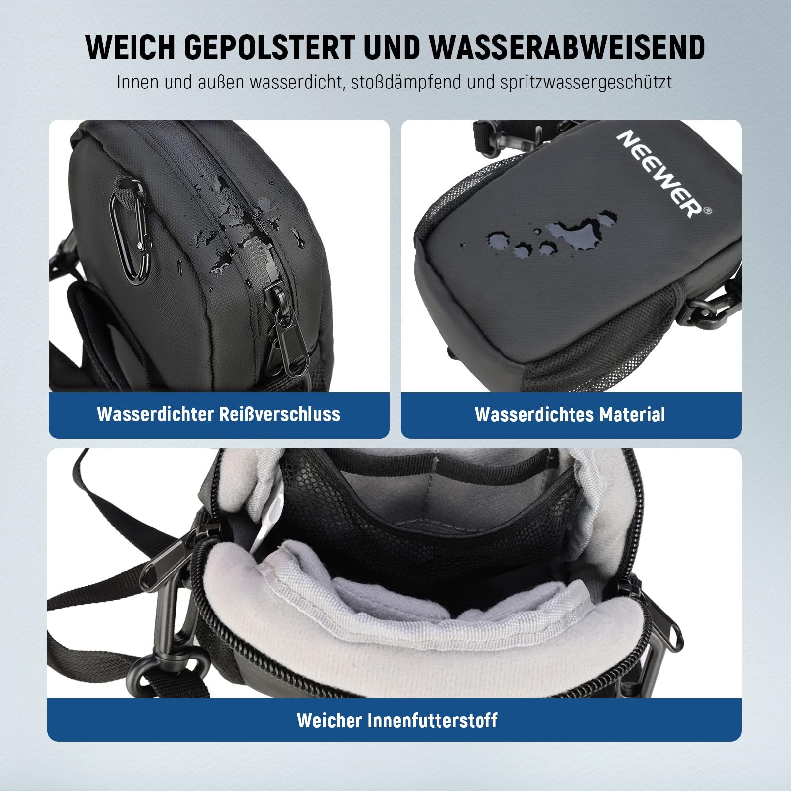 Neewer Kameratasche PB13 Kamera Schultertasche, wasserabweisend, leicht, kompakt (Packung, 1-tlg), Reiseetui für Fotografen, für DJI Osmo Pocket 4 & 3 DSLR spiegellos