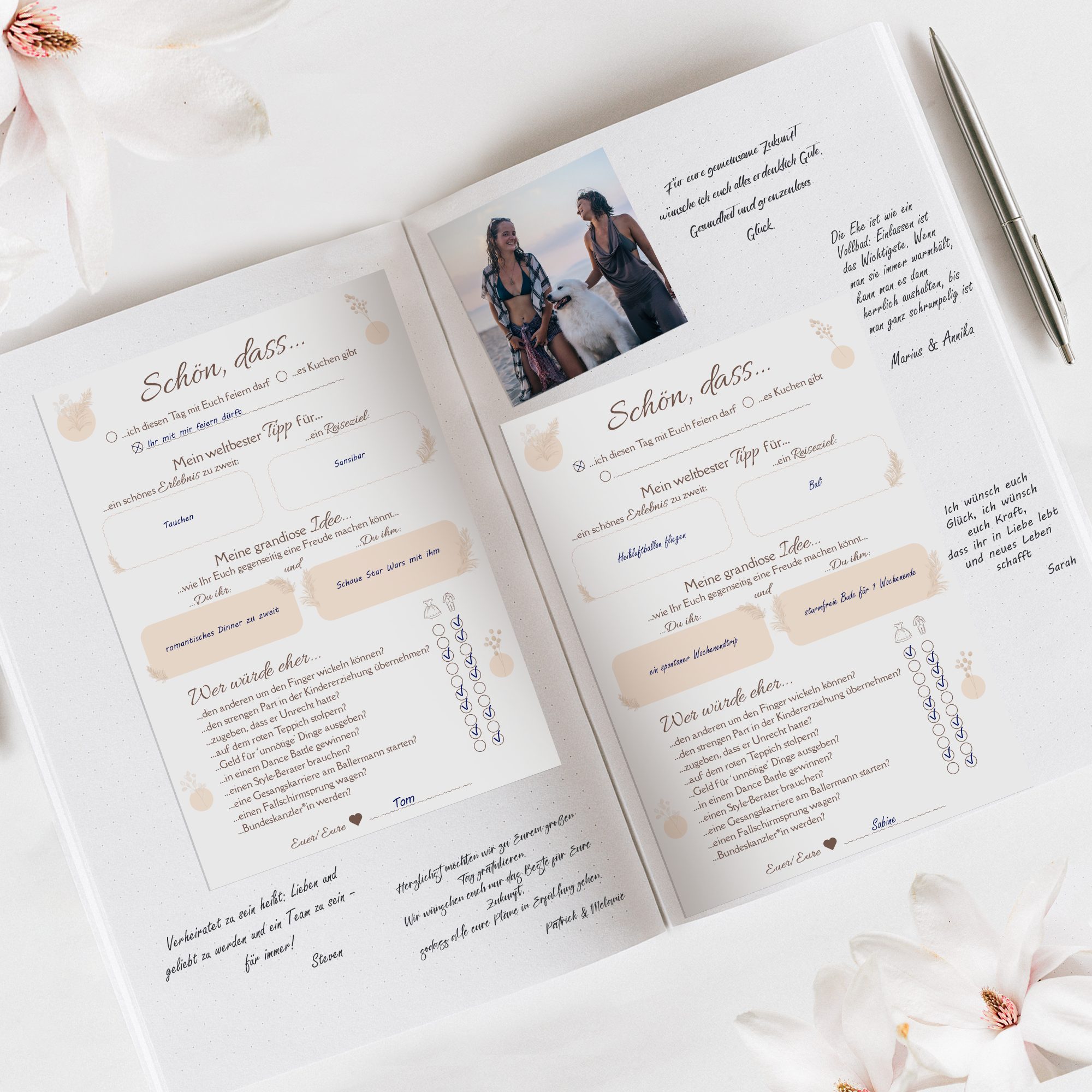 Gäste I Hochzeitskarte Gästebuch-Karten & CreativeRobin Hochzeitsspiel 50 Design Pampasgras für