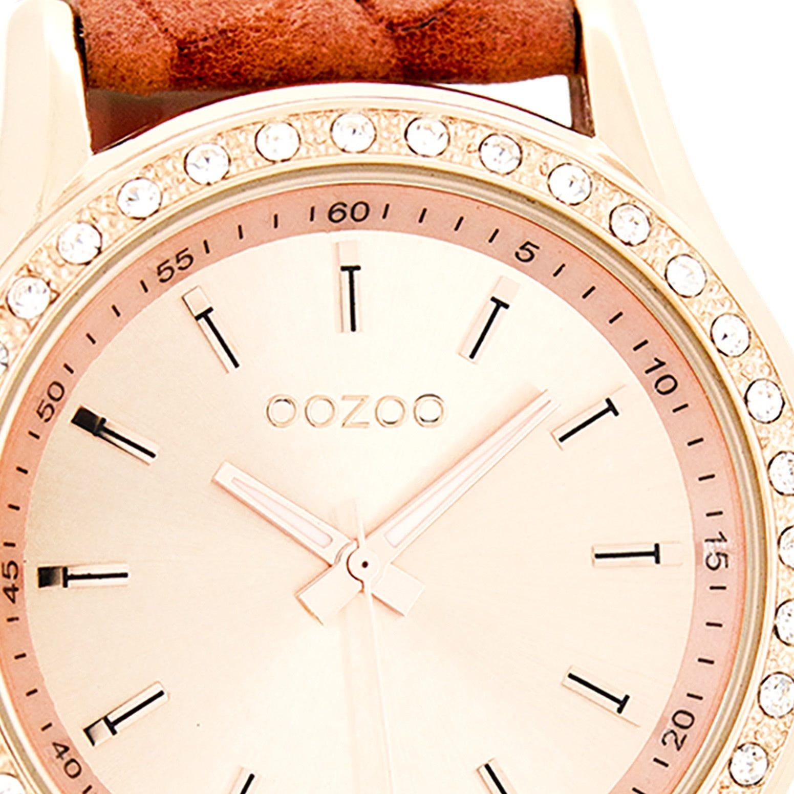 OOZOO Quarzuhr Oozoo Damen Armbanduhr Timepieces Analog, (Analoguhr), Damenuhr rund, groß (ca. 43mm) Lederarmband, Fashion-Style