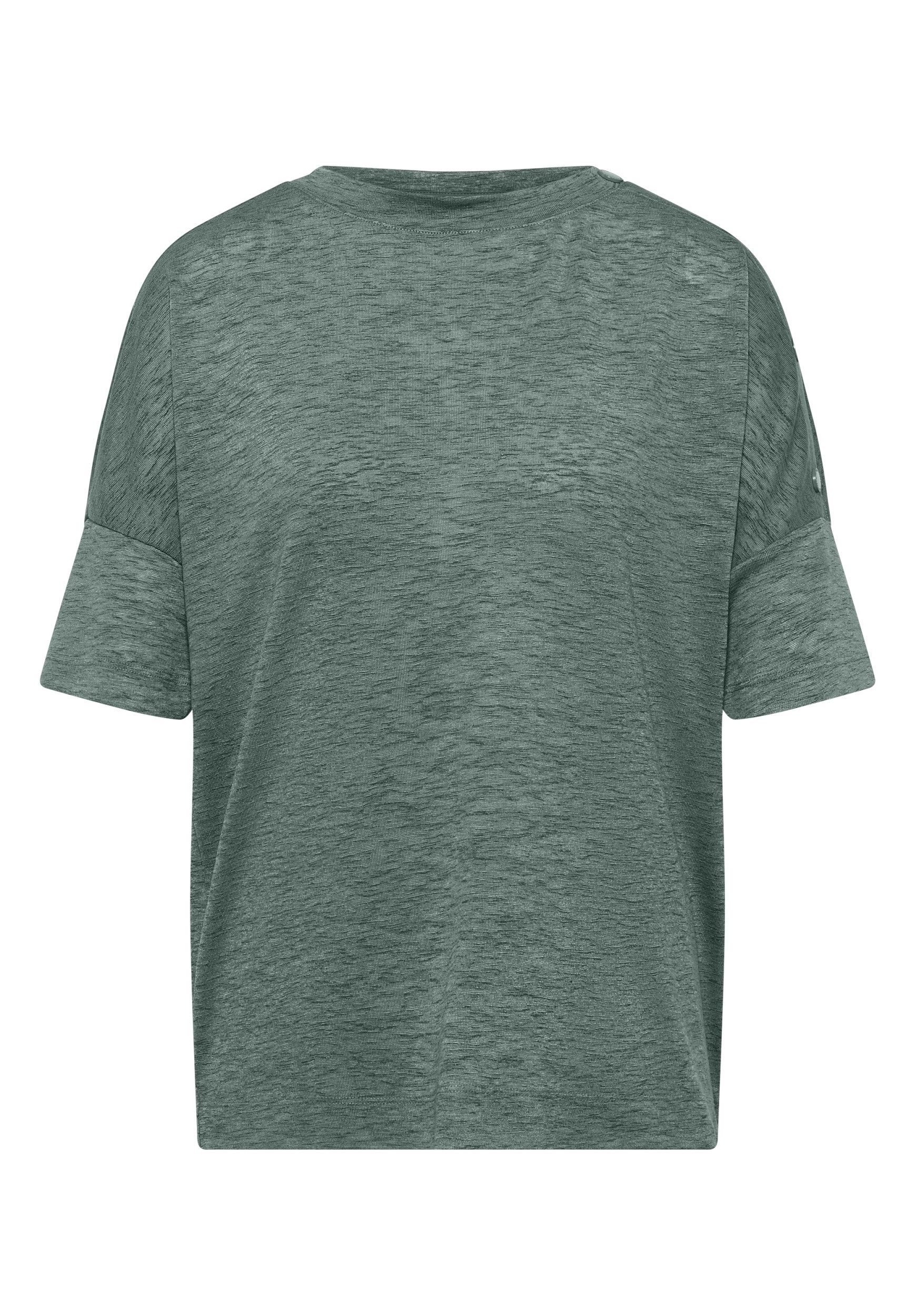CECIL T-Shirt LINEN OPTIC_Solid Button T-Shi