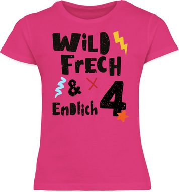 Shirtracer T-Shirt Wild frech und endlich 4 - Wunderbar vier Jahre 4. Geburtstag