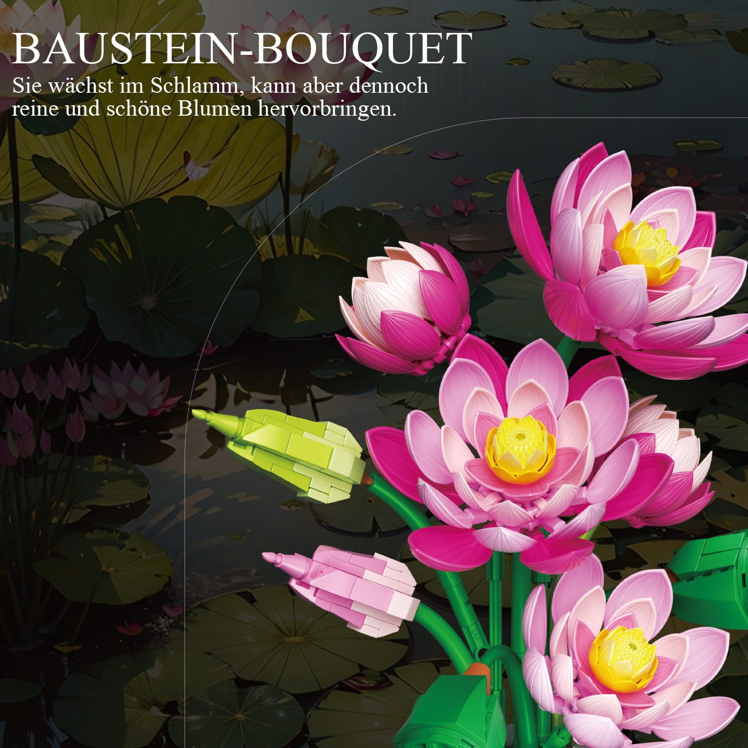 Esun Lotusblumen Botanisches Bauset mit Vase Rosa Künstlicher Lotus Spielba günstig online kaufen