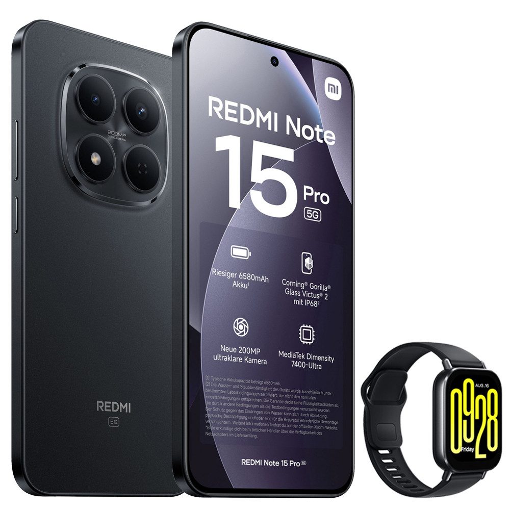 Xiaomi Redmi Note 15 Pro 5G 8+256GB Smartphone & Smartwatch Handy (200 MP Kamera)