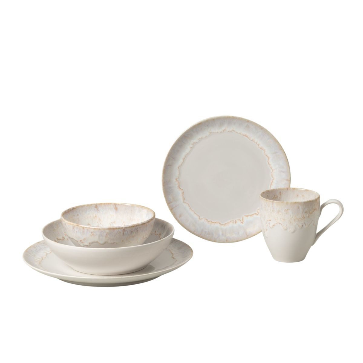 Costa Nova Geschirr-Set Taormina, 5-tlg, mit Kaffeebecher, Casafina (by Costa Nova) - Weiß (5-tlg), Keramik, Hohe Brenntemperaturen, porenfrei hygienisch, wärmeschockbeständig