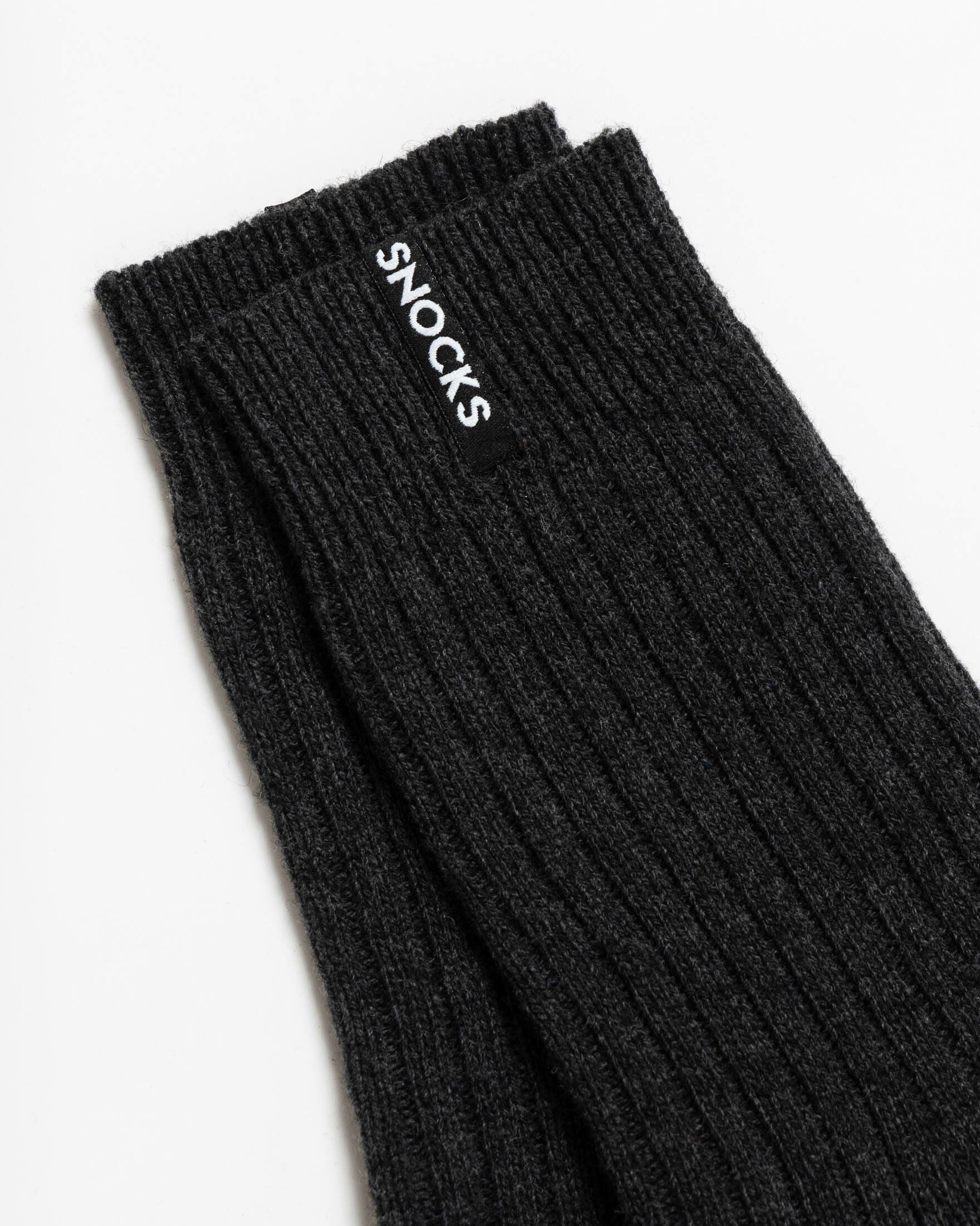 SNOCKS Thermosocken Wollsocken aus Wintersocken Material warmem (2-Paar) Dunkelgrau Herren Stricksocken Damen SNOCKS-Label mit