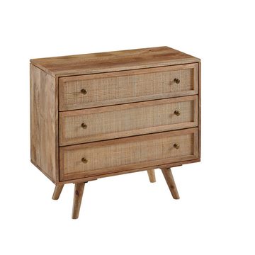 Lomadox Sideboard, Kommode Schubladenkommode mit Schilfrohrgeflecht in Mango Massivholz