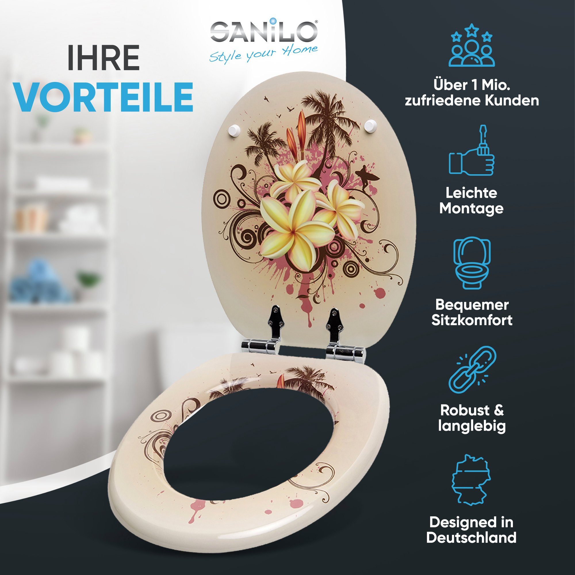 Sanilo WC-Sitz Tropical, mit Absenkautomatik, hochwertig & modern, universell, leichte Montage