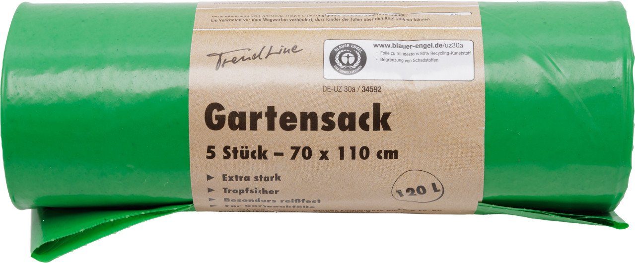 Trend Line Müllbeutel Trendline Gartensack 120 L, 63 mµ, grün, 5 Stück