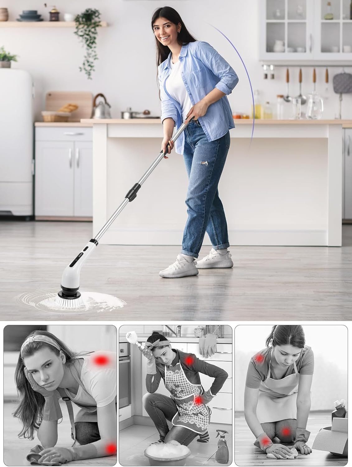 Youyijia Reinigungsbürsten-Set Elektrischer Spin-Schrubber 9-in-1 – Kabellose Akku-Reinigungsbürste