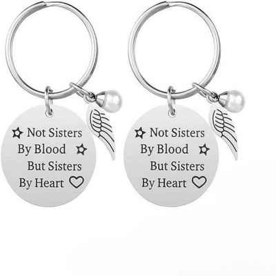 LENBEST Schlüsselanhänger Perle Flügel Schlüsselanhänger Schwester Geschenk Anhänger (2-tlg), Glücksbringer der Freundschaft für die besten Schwestern