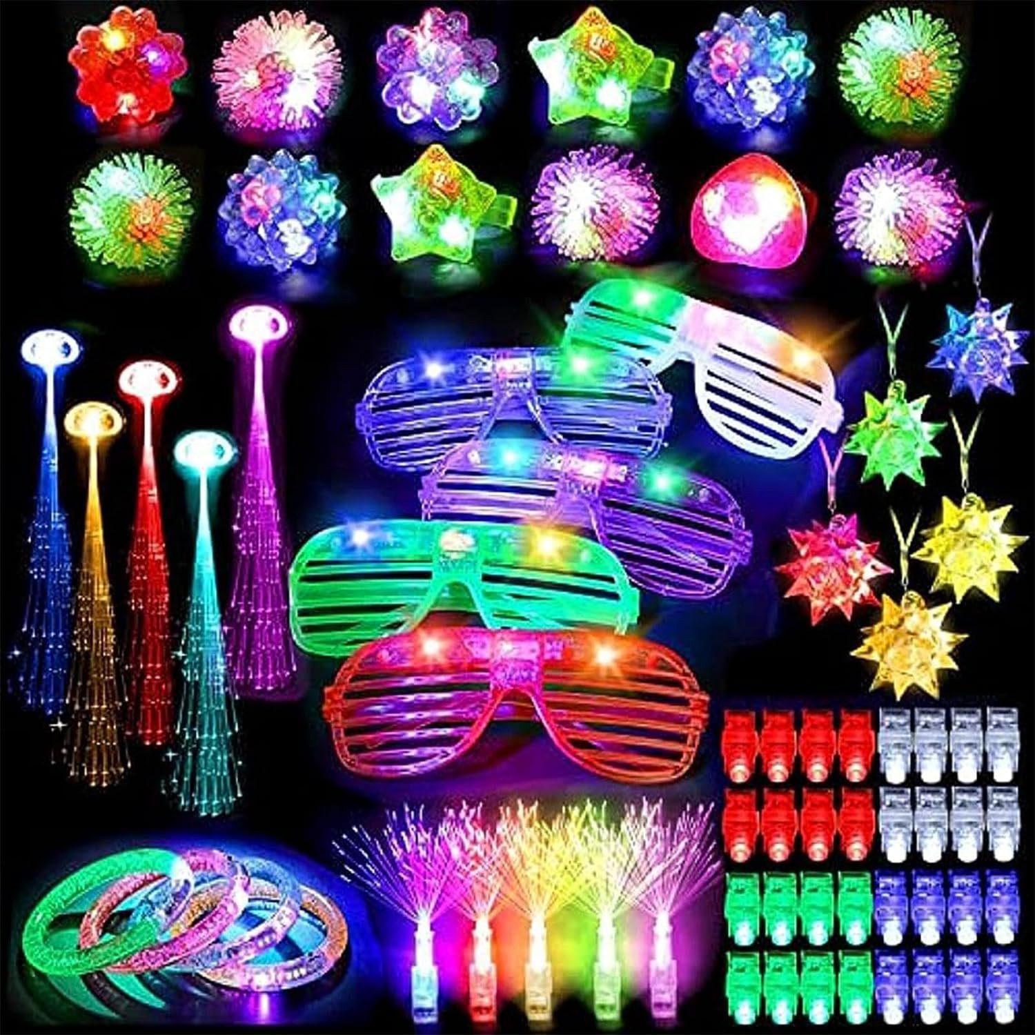 Jioson Partyanzug 80 Stück Partyzubehör LED-Leuchtspielzeug für nächtliche Aktivitäten, für Halloween, Weihnachten, Partys, Camping und mehr