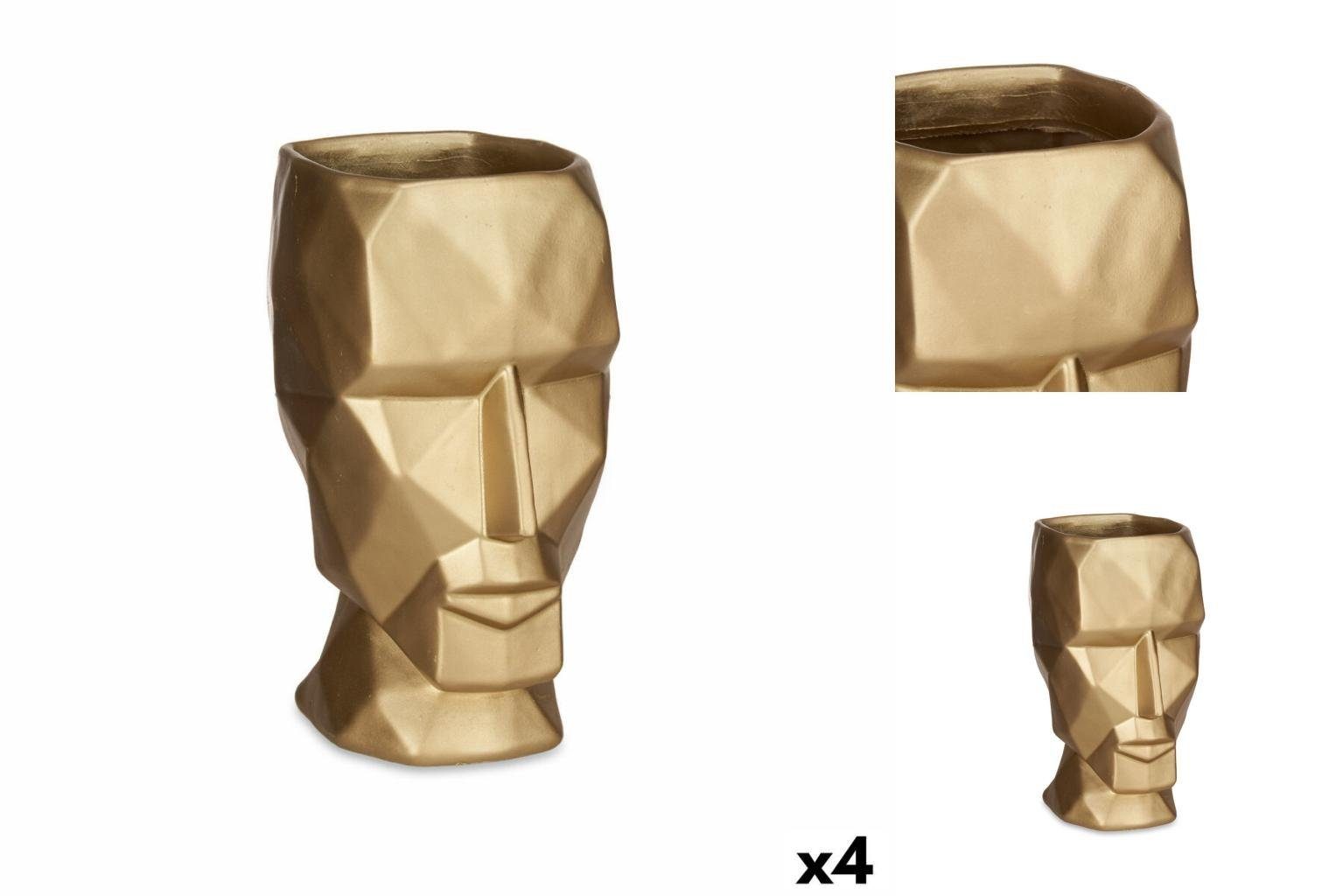 Gesicht 16 24,5 Decor cm Polyesterharz Stück 3D Dekovase x x Gold 12 Gift 4 Vase