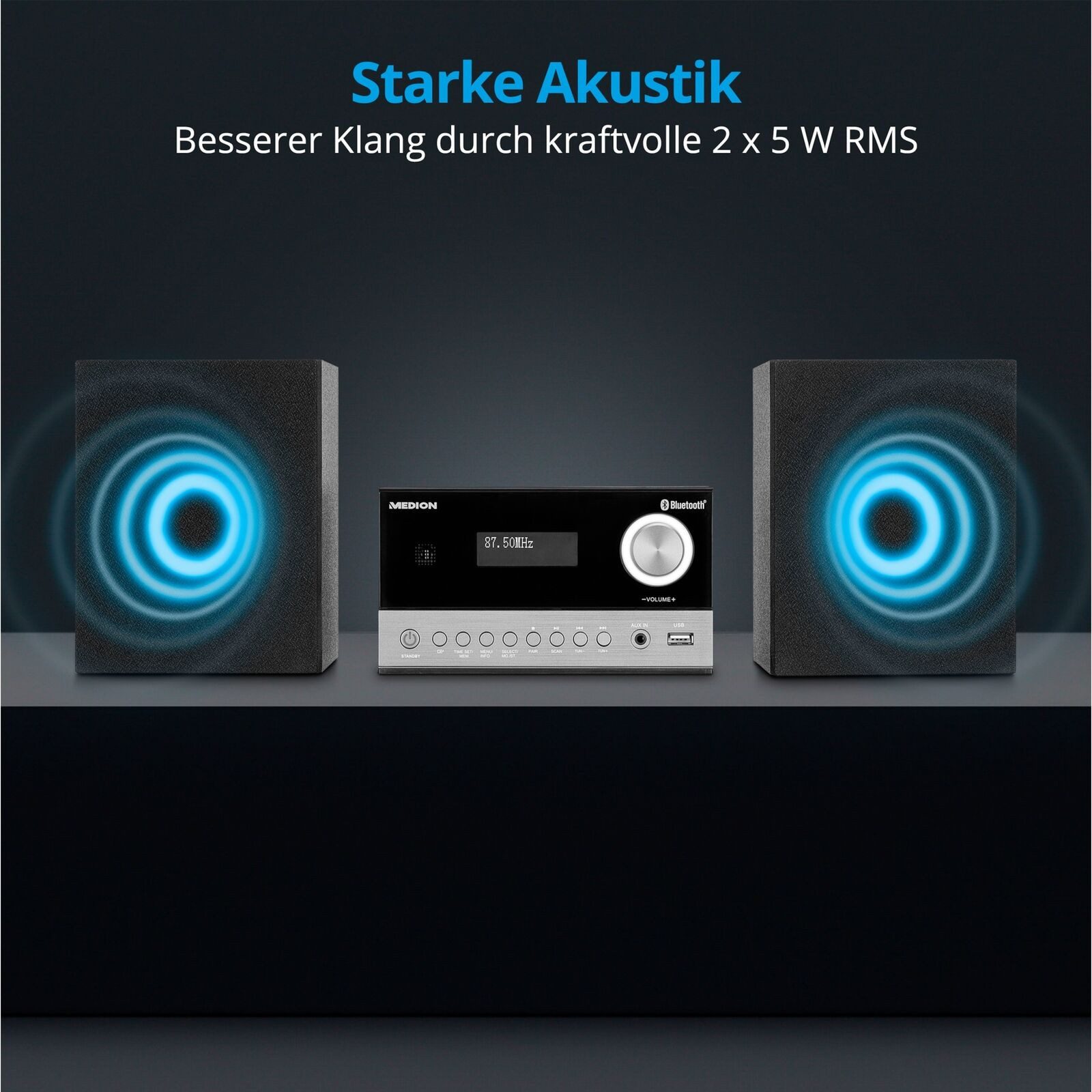 Medion® Medion MD44090 Audio-System Micro-Audio-System Lautsprechersystem (Bluetooth, 10 W)