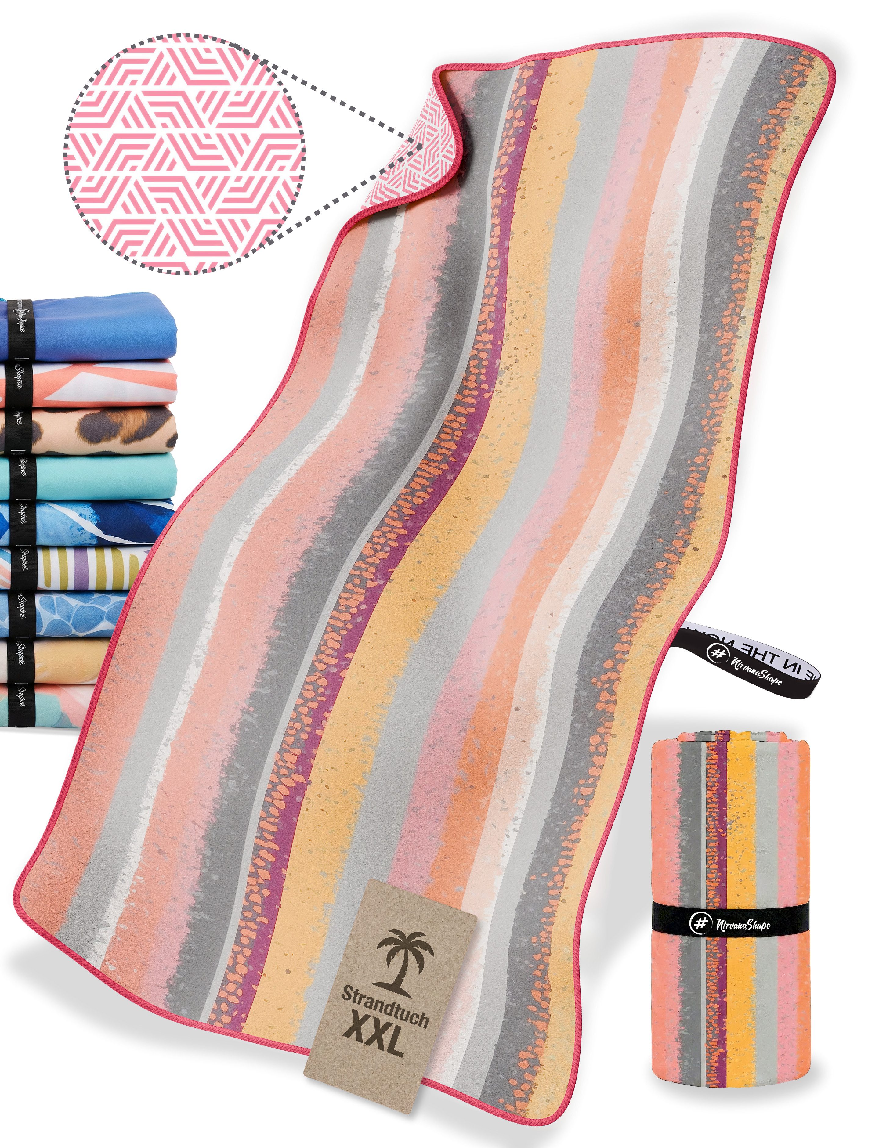 NirvanaShape Strandtuch Reise Handtuch Strandtuch XXL - Strandhandtuch, Mikrofaser Badetuch