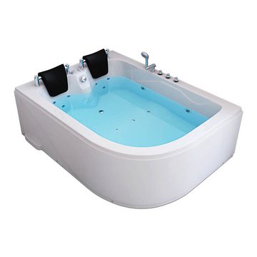 HOME DELUXE Whirlpool-Badewanne Indoor Whirlpool BLUE OCEAN - XL 180 x 120 cm Rechts, Eckwanne, 2 Personen