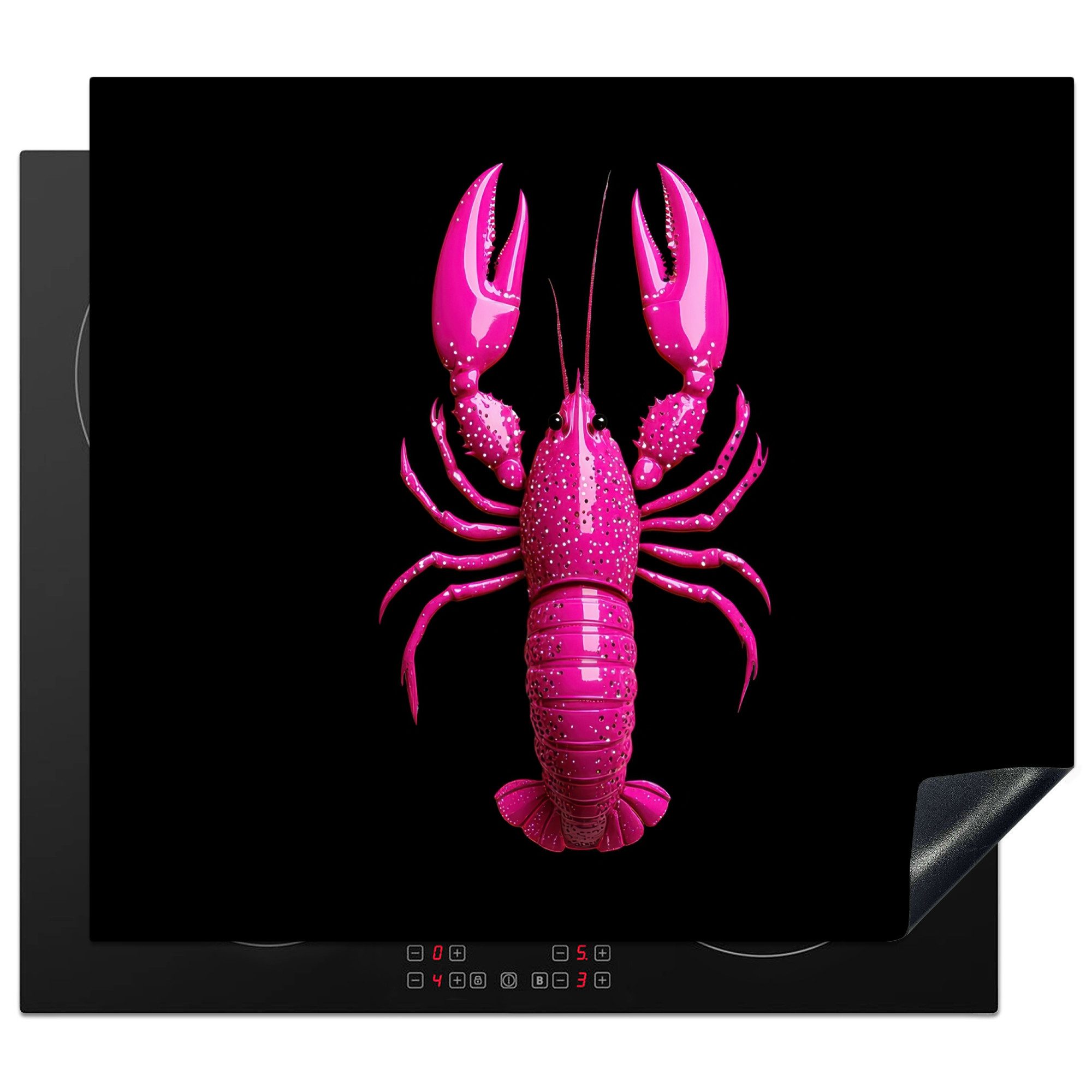 MuchoWow Herd-Abdeckplatte Krebs - Leuchtendes Rosa - Punkte - Auffallend, Vinyl, (1 tlg), Ceranfeldabdeckung Küche, Herdabdeckplatte Einteilig, 59x51 cm