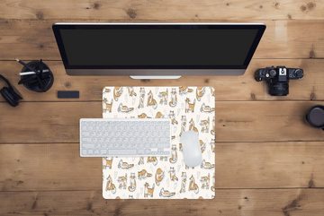 MuchoWow Gaming Mauspad Katze - Muster - Tiere (1-St), Mousepad mit Rutschfester Unterseite, Gaming, 40x40 cm, XXL, Großes