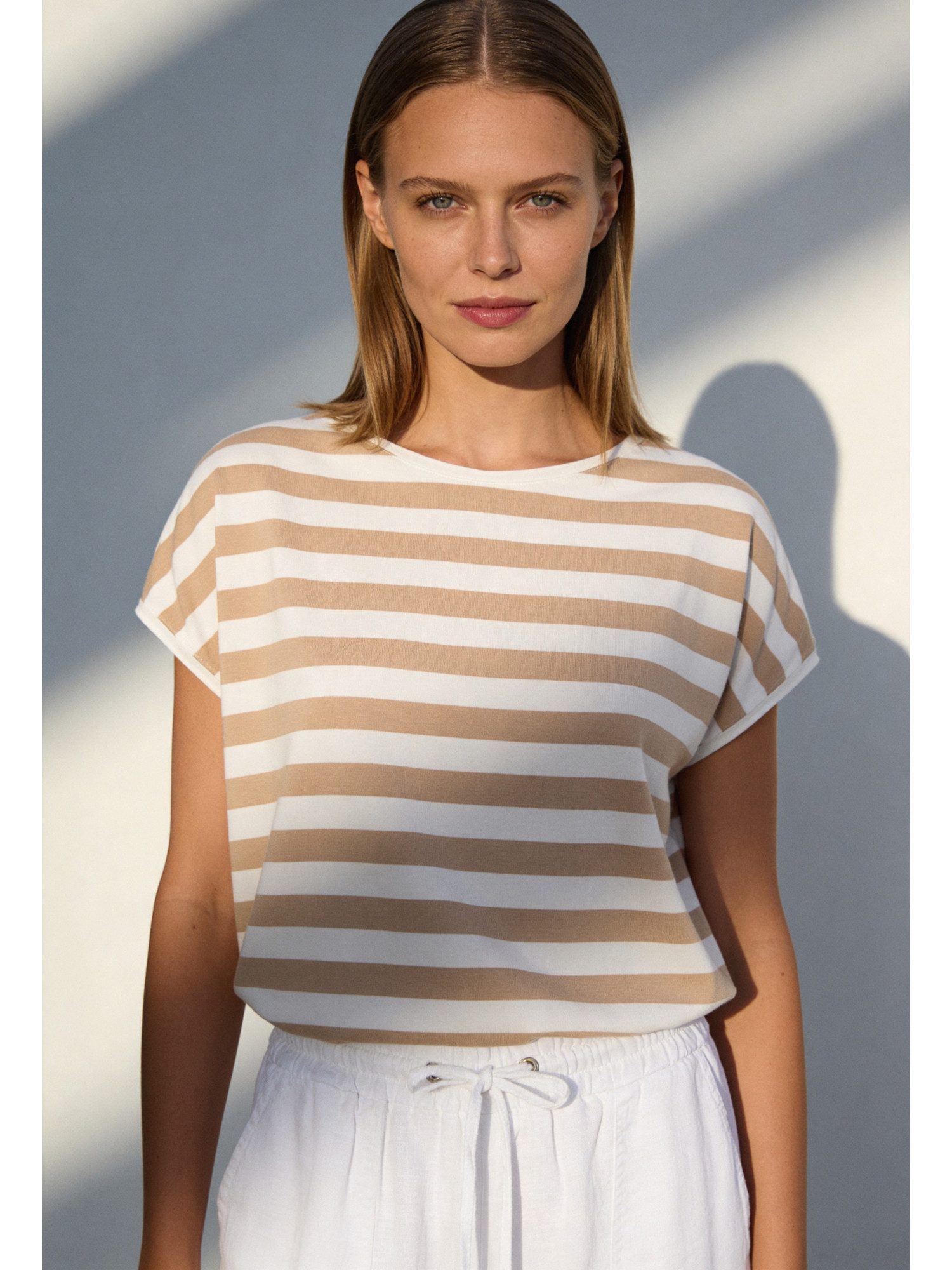 MORE&MORE Kurzarmshirt lockeres, softes Basic-Streifenshirt