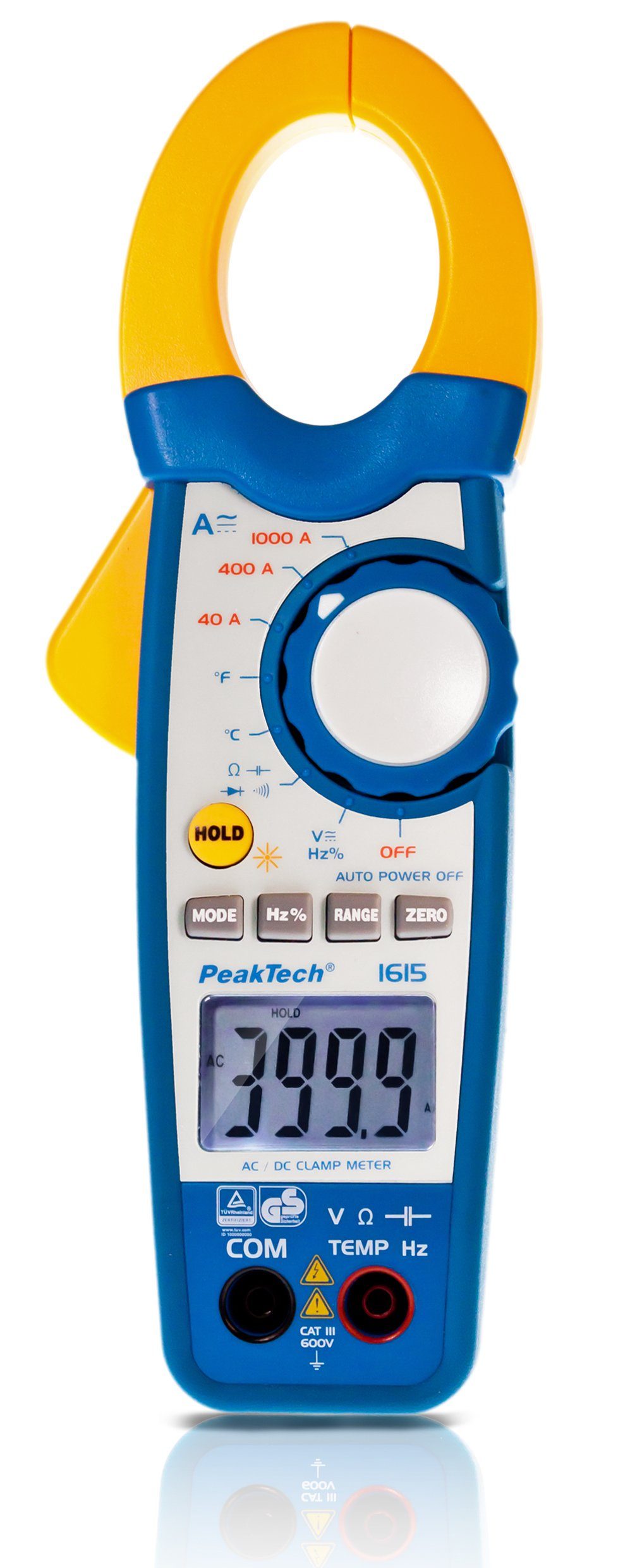 PeakTech Strommessgerät mit PeakTech ~ Stromzangenamperemeter 1-tlg. AC/DC Digitalmultimeter, 1615