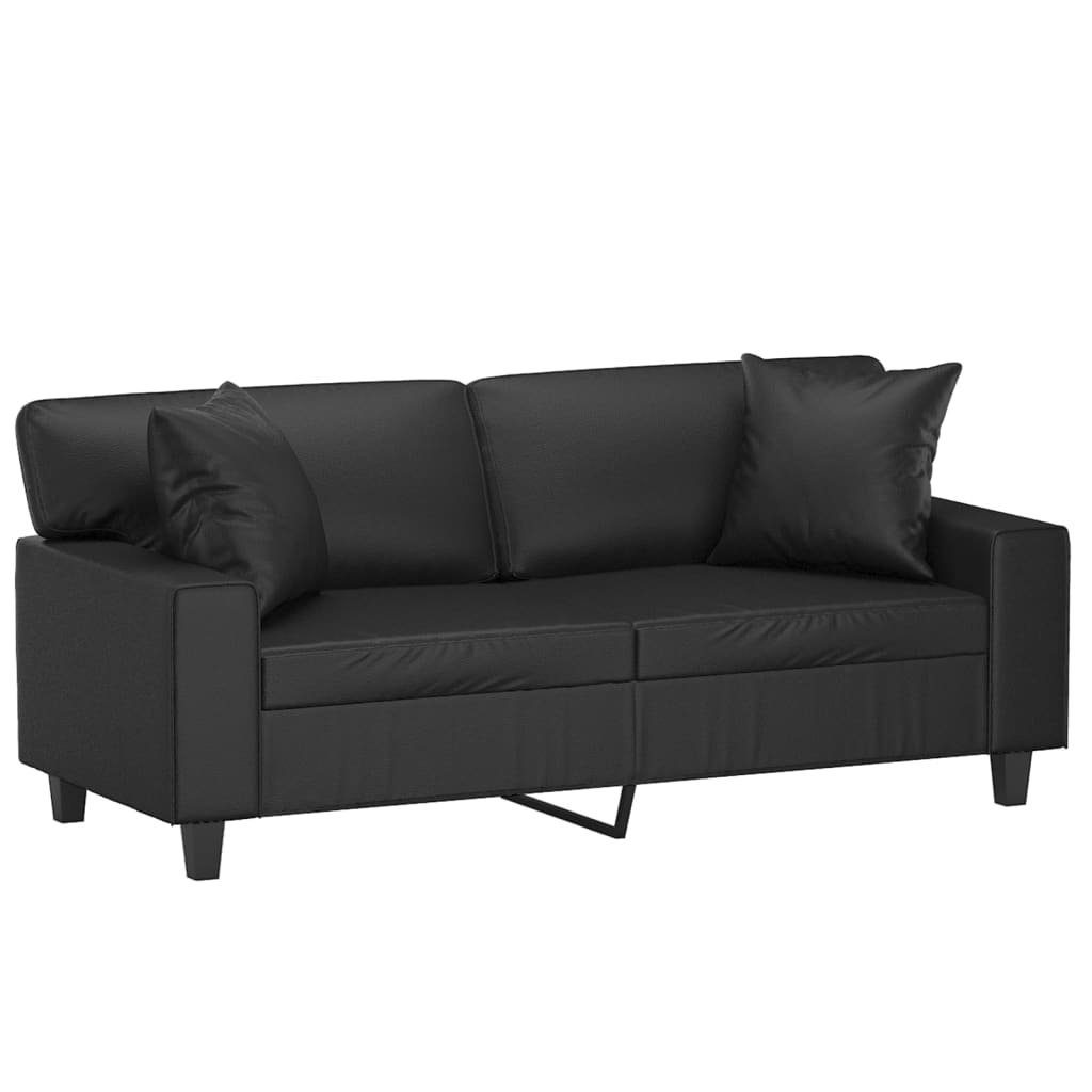 vidaXL Sofa 2-Sitzer-Sofa mit Zierkissen Schwarz 140 cm Kunstleder