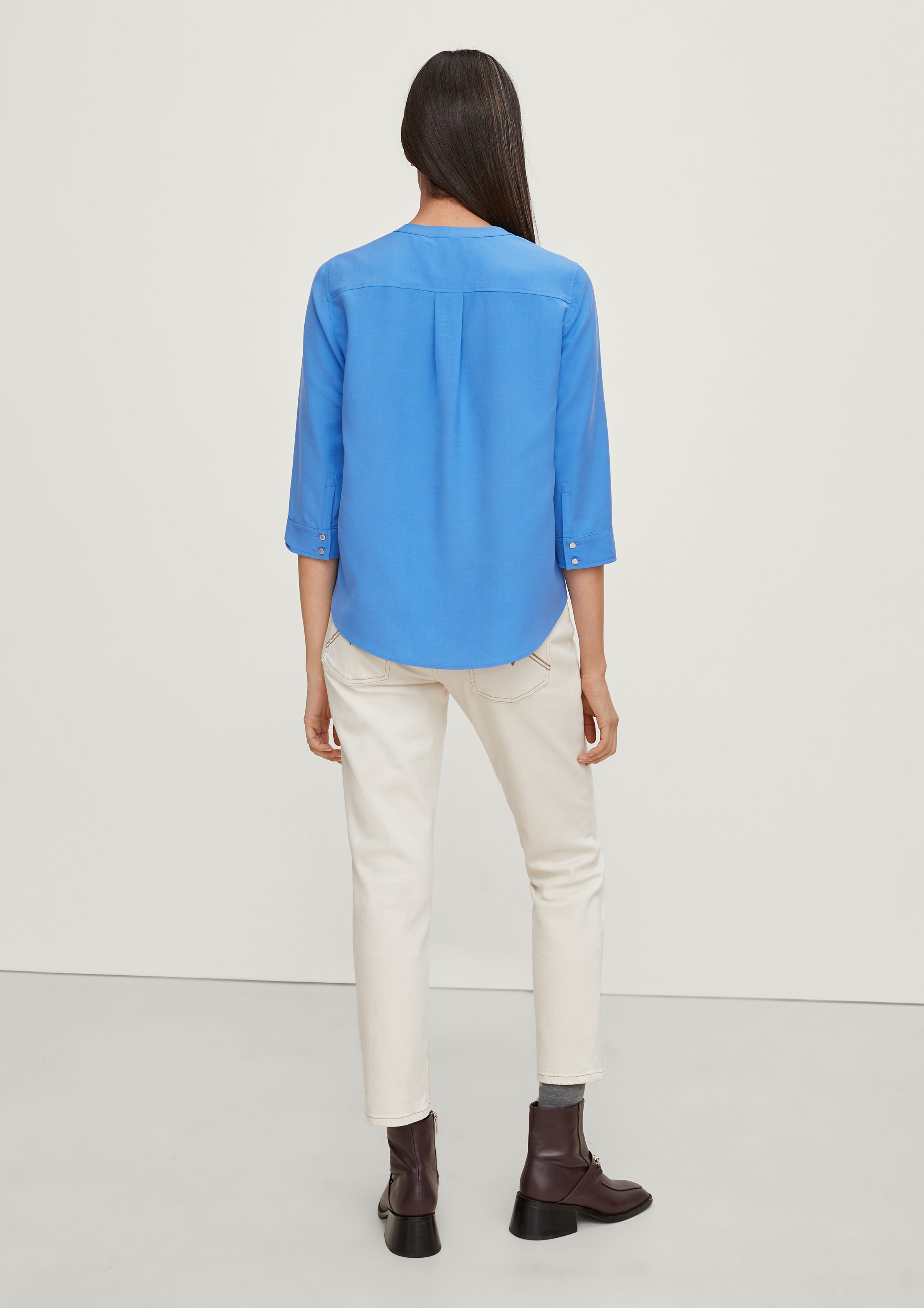 aquarell Comma Tunikaausschnitt mit 3/4-Arm-Shirt blue Bluse