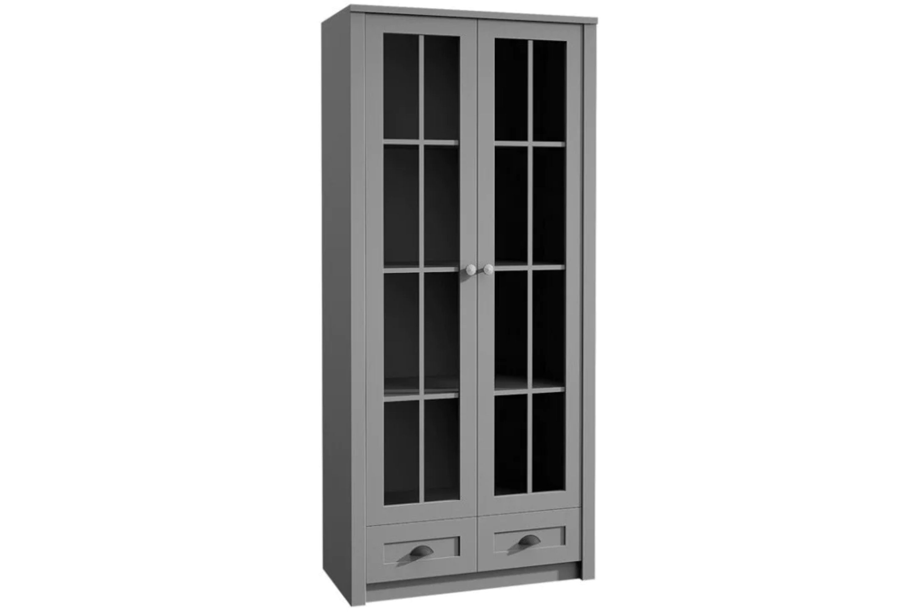 KONSIMO® Glasvitrine LEMAS Vitrine, Standvitrine, hergestellt in der EU mit Schubladen, Glastüren, Provenzalische Stil
