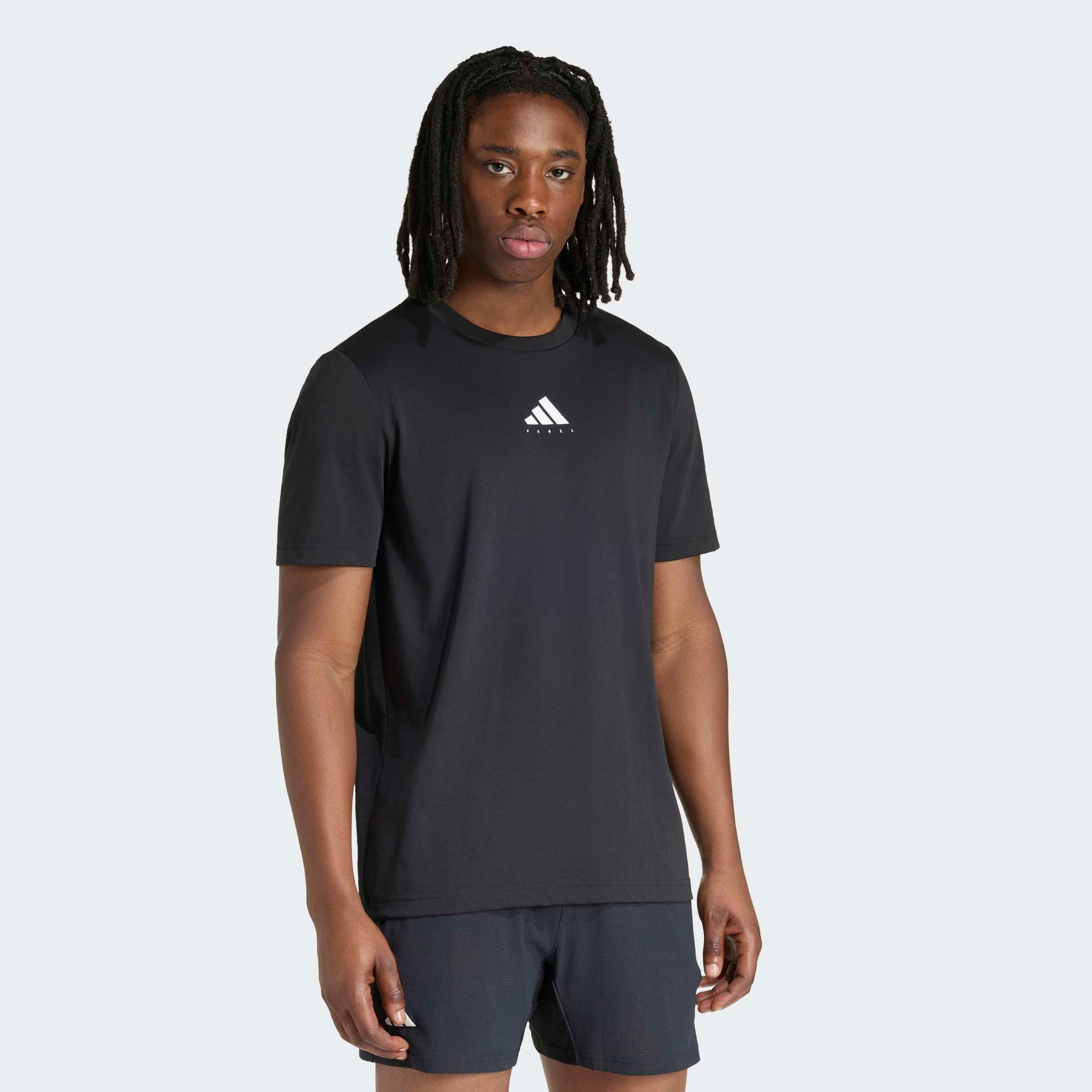 adidas Performance T-Shirt PADEL CATEGORY GRAFIK mit Rundhalsausschnitt, ohne Verschluss, aus Polyester
