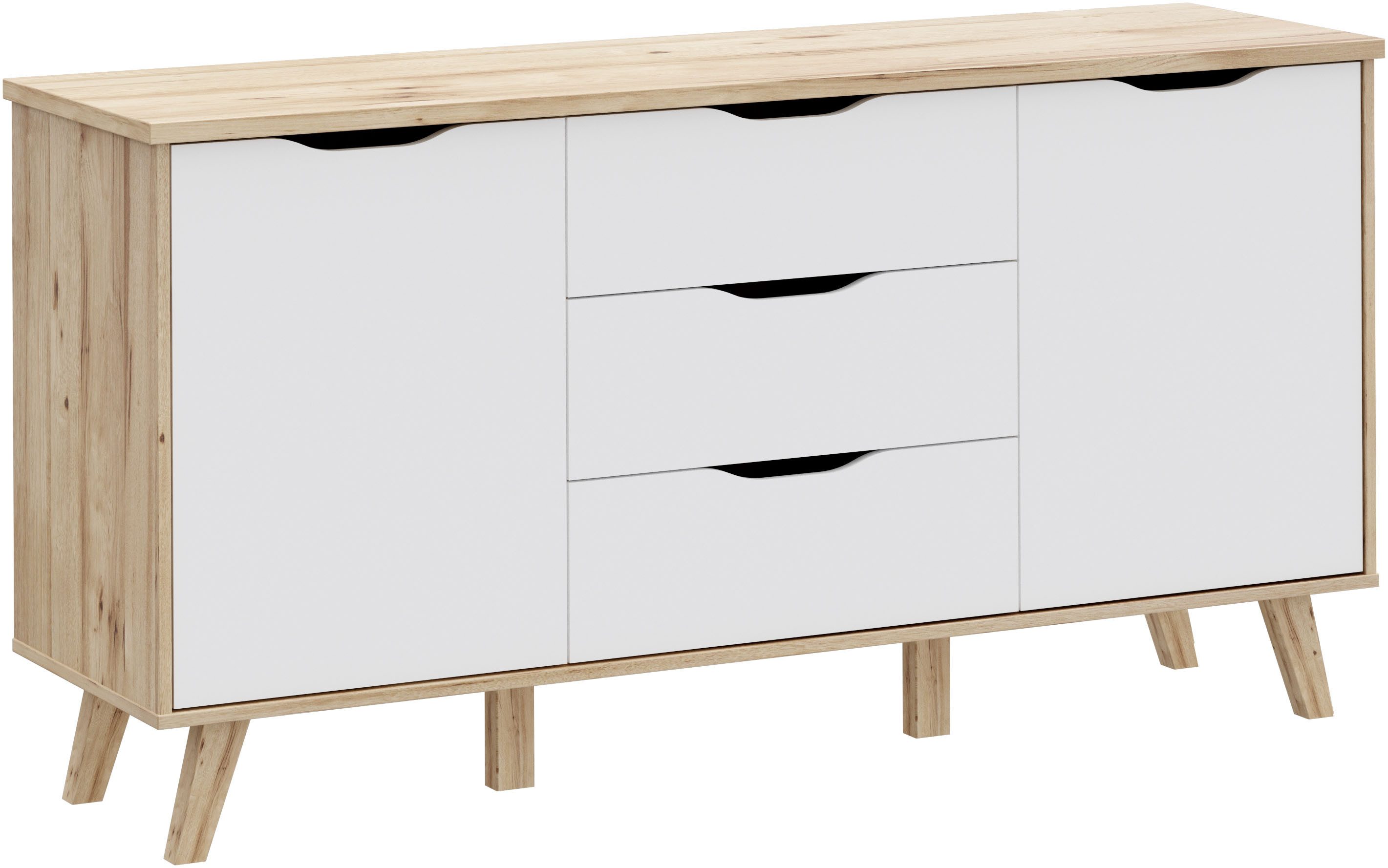 FORTE Sideboard Vankka Anrichte (B/H/T 149,1/76,7/41,7 cm), Sideboard, ca. 150 cm breit, Türen, Schubkästen, Echtholzbeine