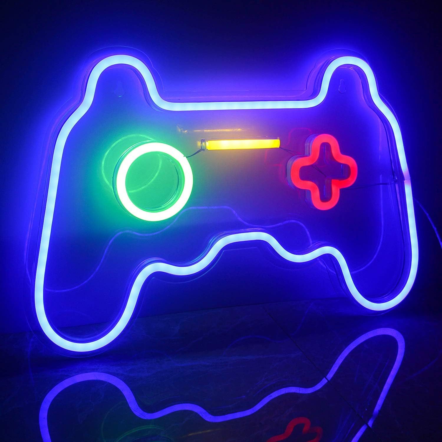 TUWENA LED Dekolicht Gaming Neonlicht Gamepad Leuchtreklamen Blau Deko Neon Schild Lichter, für Zimmer Kinder Spielzimmer Bar Wohnkultur