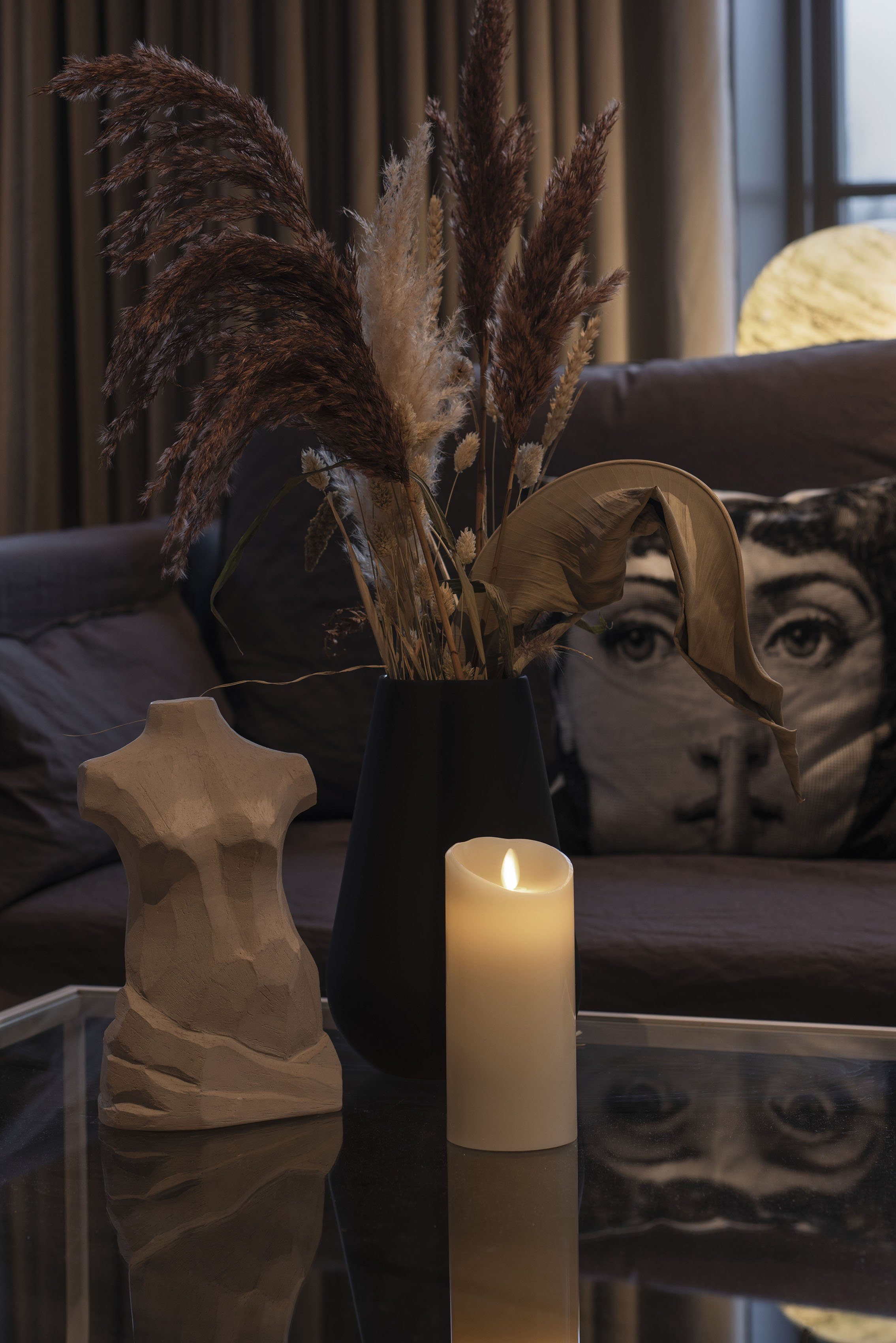 KONSTSMIDE LED-Kerze (1-tlg), LED Echtwachskerze cremeweiß, mit 3D Flamme und geschmolzener Kante