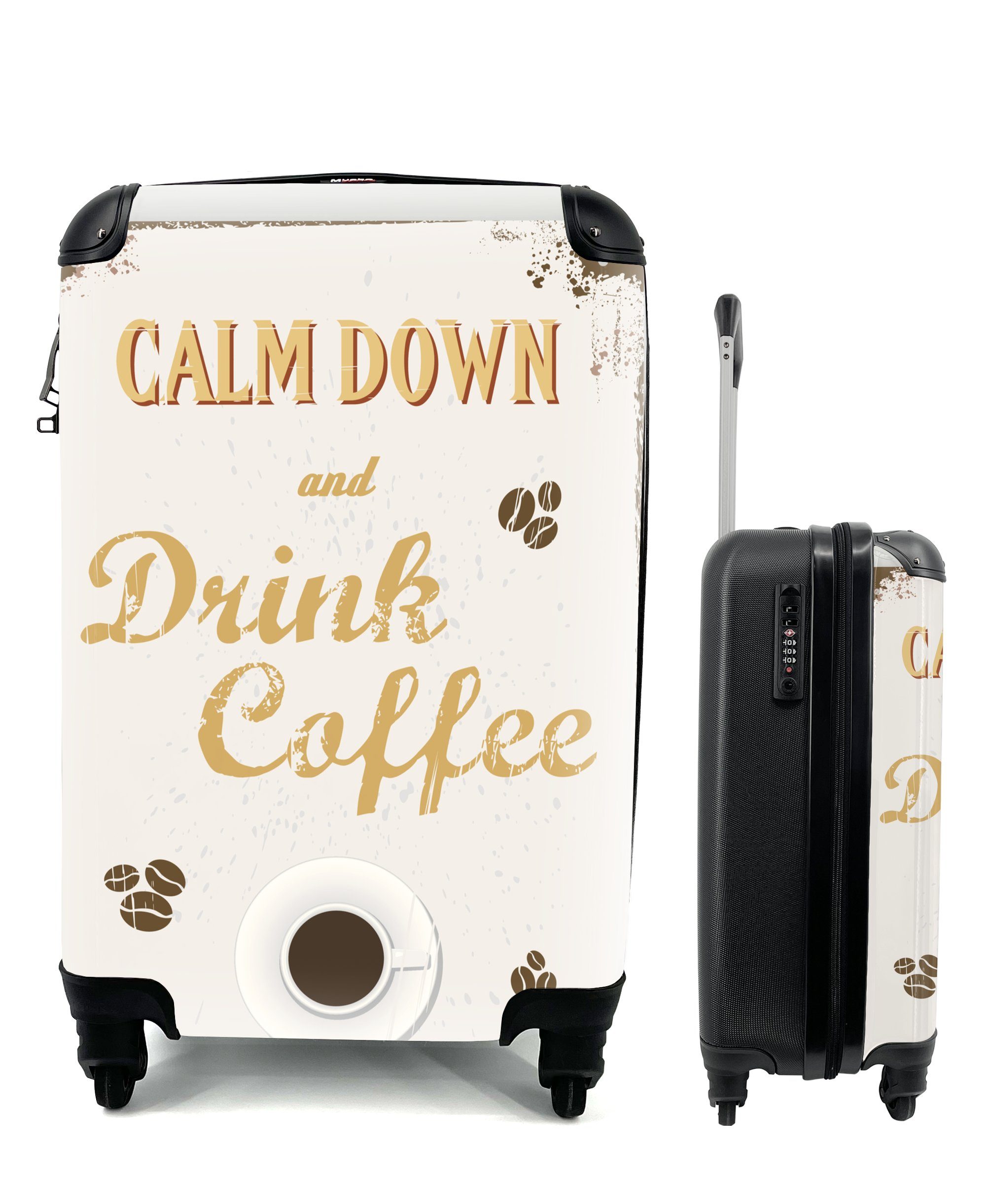 MuchoWow Handgepäckkoffer Eine Illustration eines Barschilds "Kaffee"., 4 Rollen, Reisetasche mit rollen, Handgepäck für Ferien, Trolley, Reisekoffer