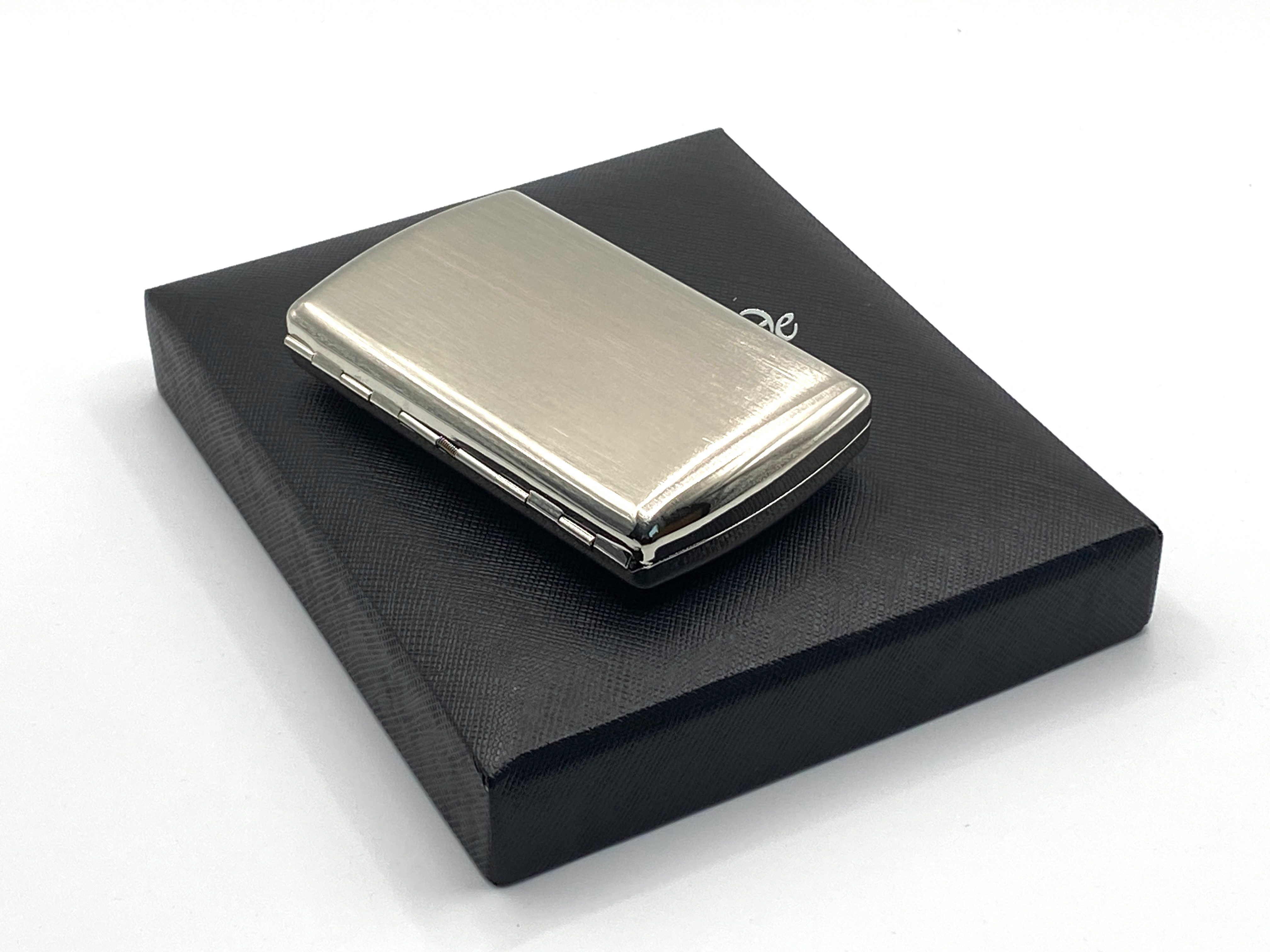 Jean Claude Bogenetui Zigarettenetui Edelstahl Chrome gebürstet 12 Kingsize mit Bügel